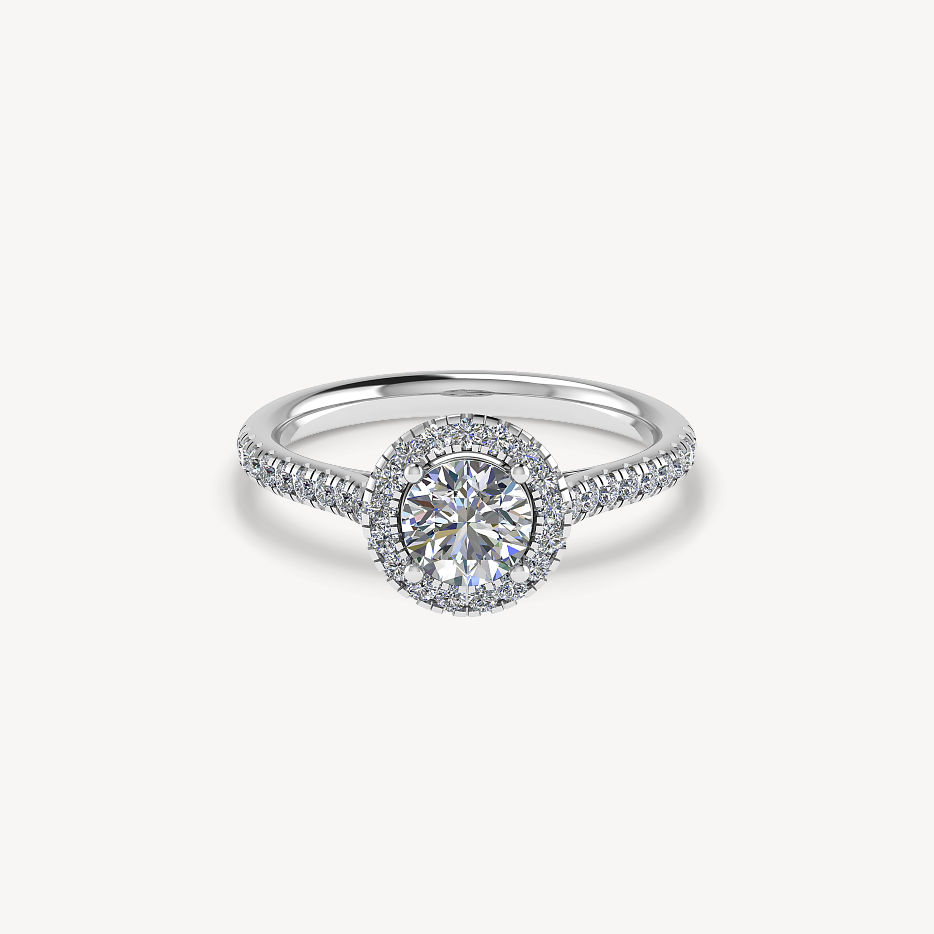 Halo platinum engagement ring with 1.00 ct diamond - GIA certificate