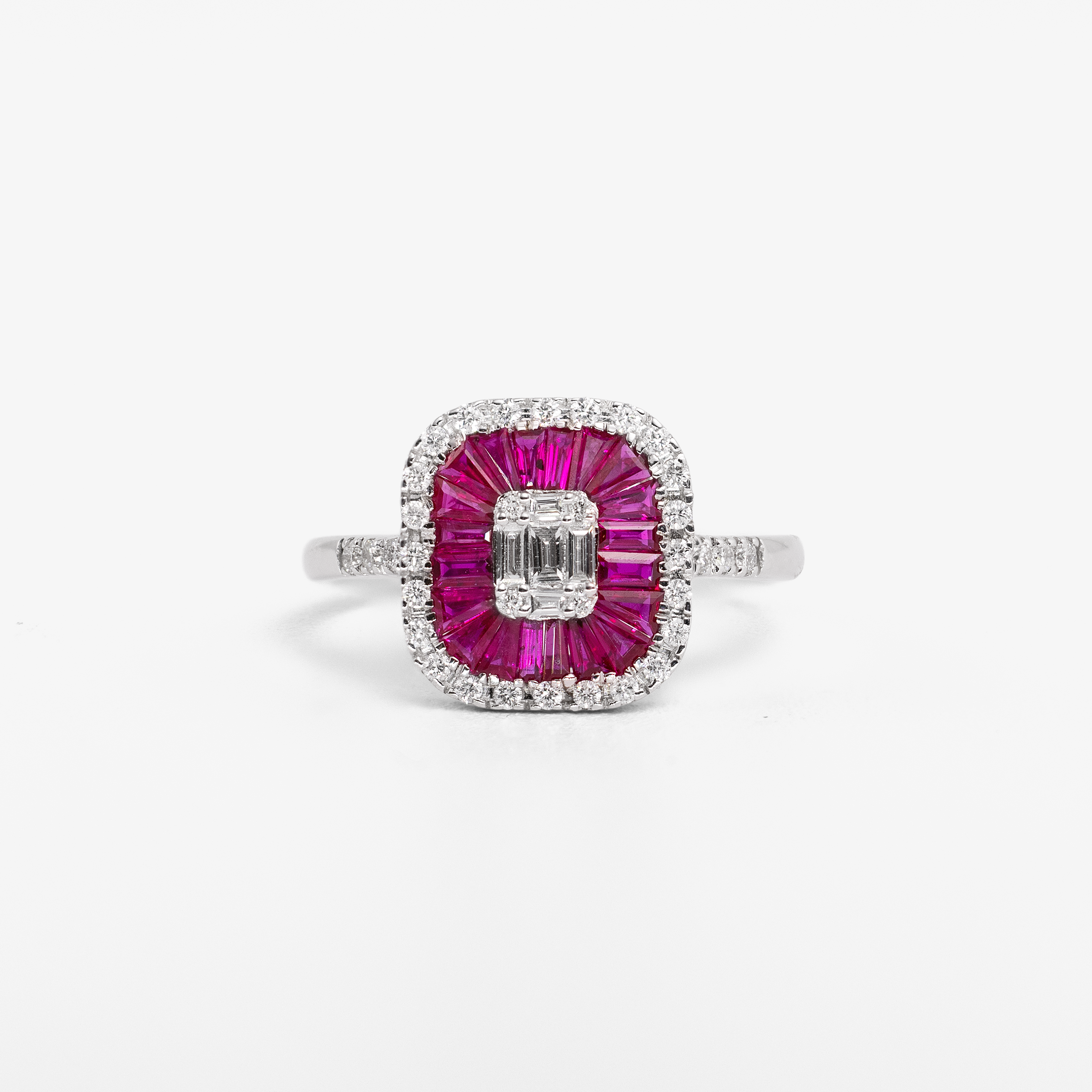 Inel aur 18k cu rubine 0.96 ct si diamante 0.41 ct