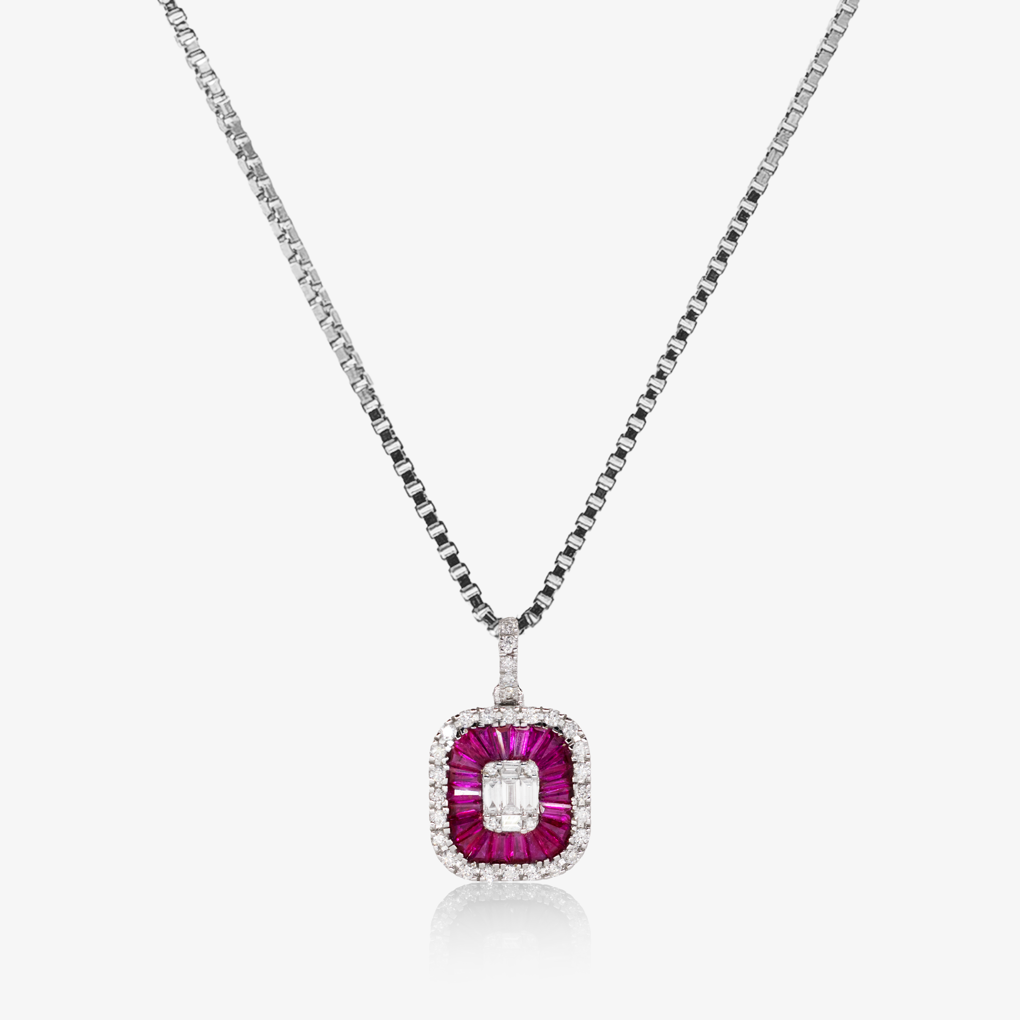 Pandant aur 18k cu rubin 0.90 ct si diamante