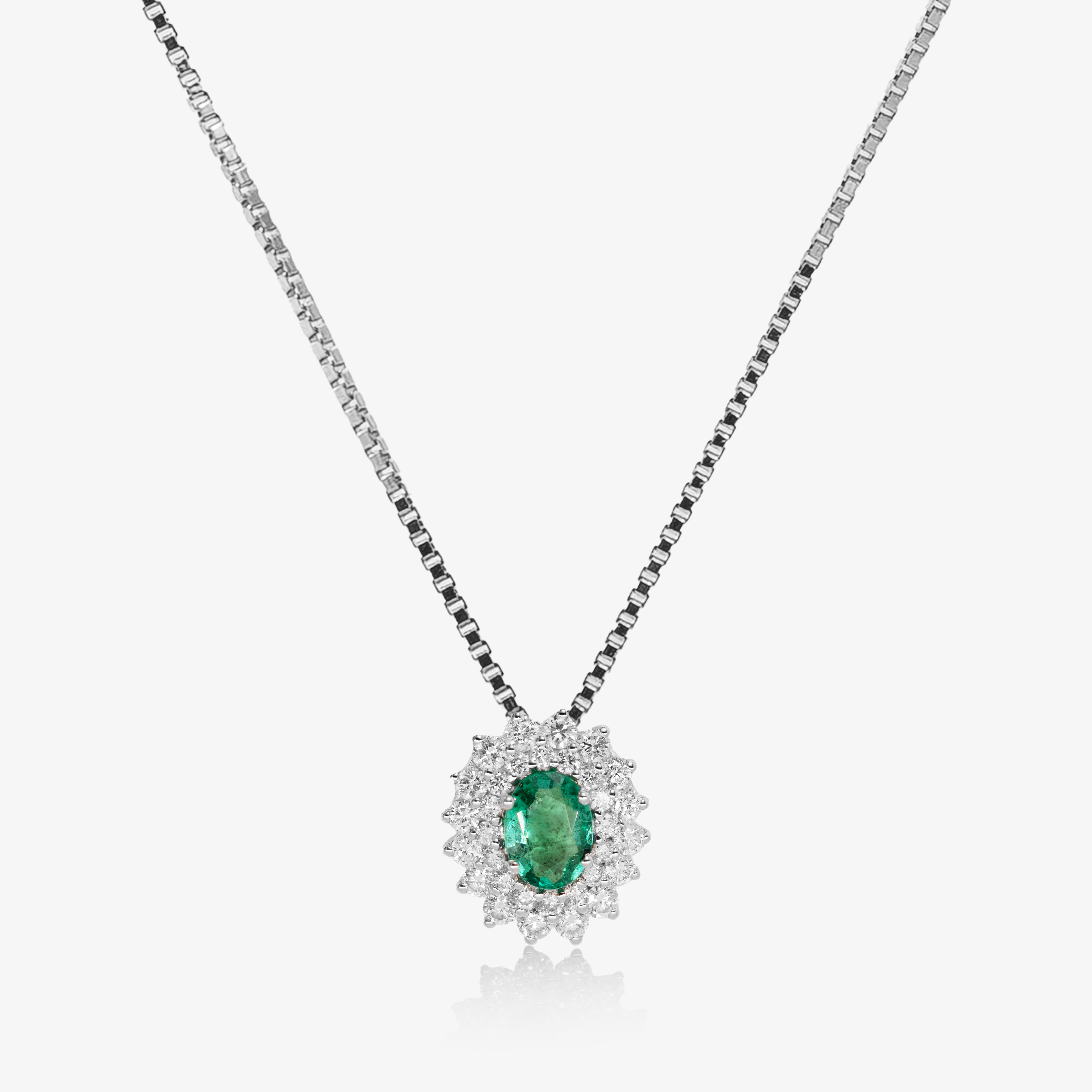 Pandant aur 18k cu smarald 1.06 ct si diamante 1.06 ct