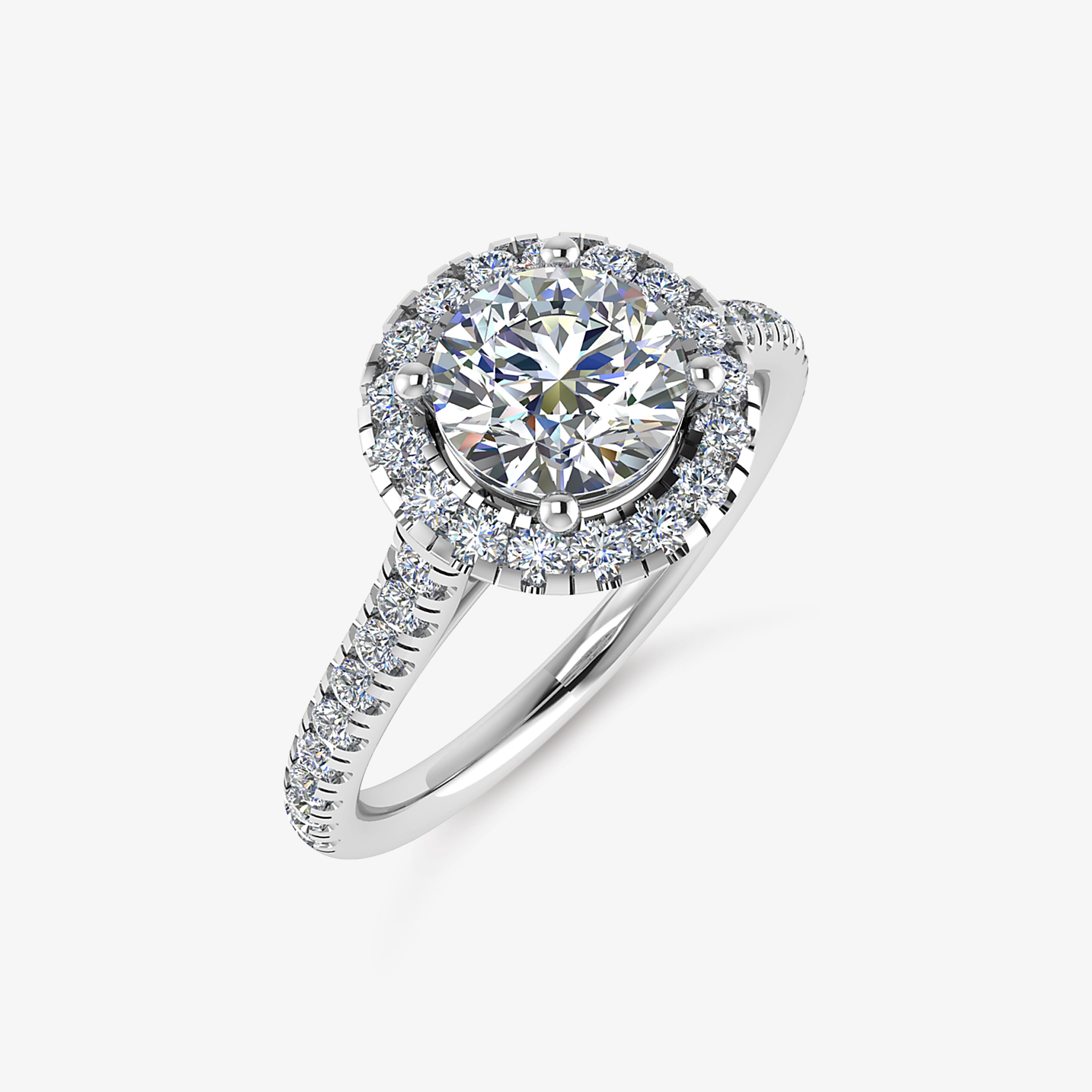 Halo platinum engagement ring with 1.00 ct diamond - GIA certificate