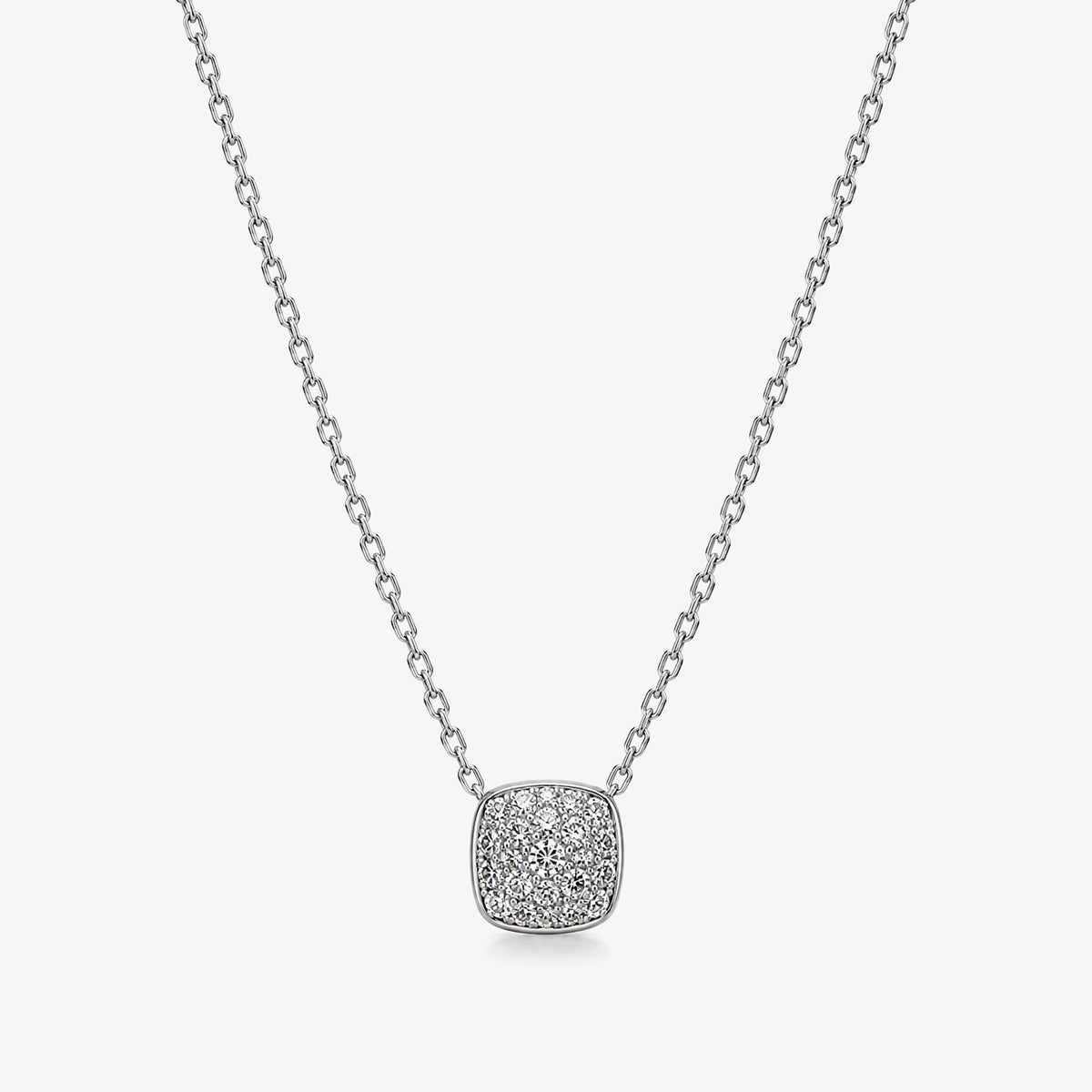Colier din aur alb 18K cu pandantiv pavé de diamante – KL0040117