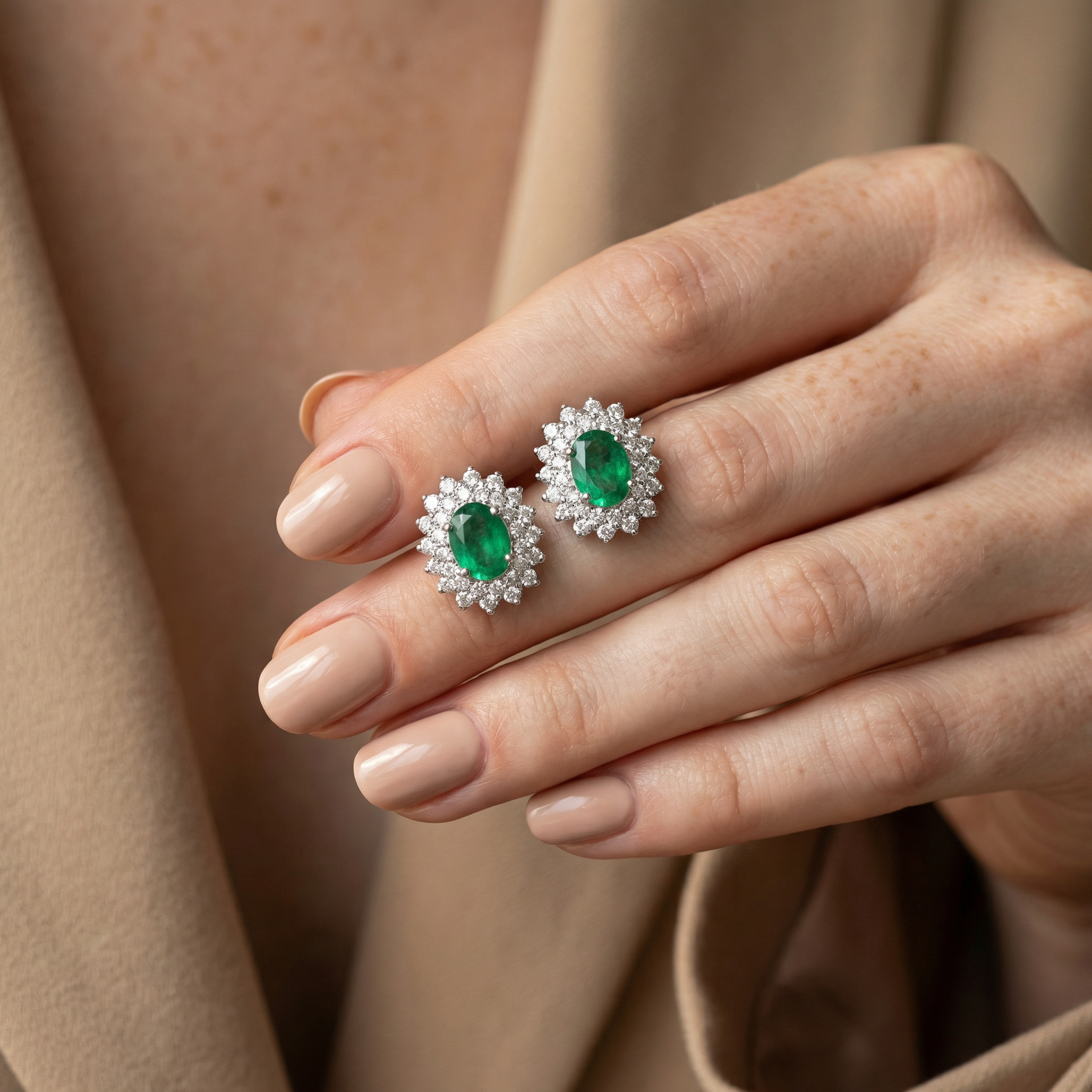 VANESA EARRINGS WITH EMERALDS AND DIAMONDS