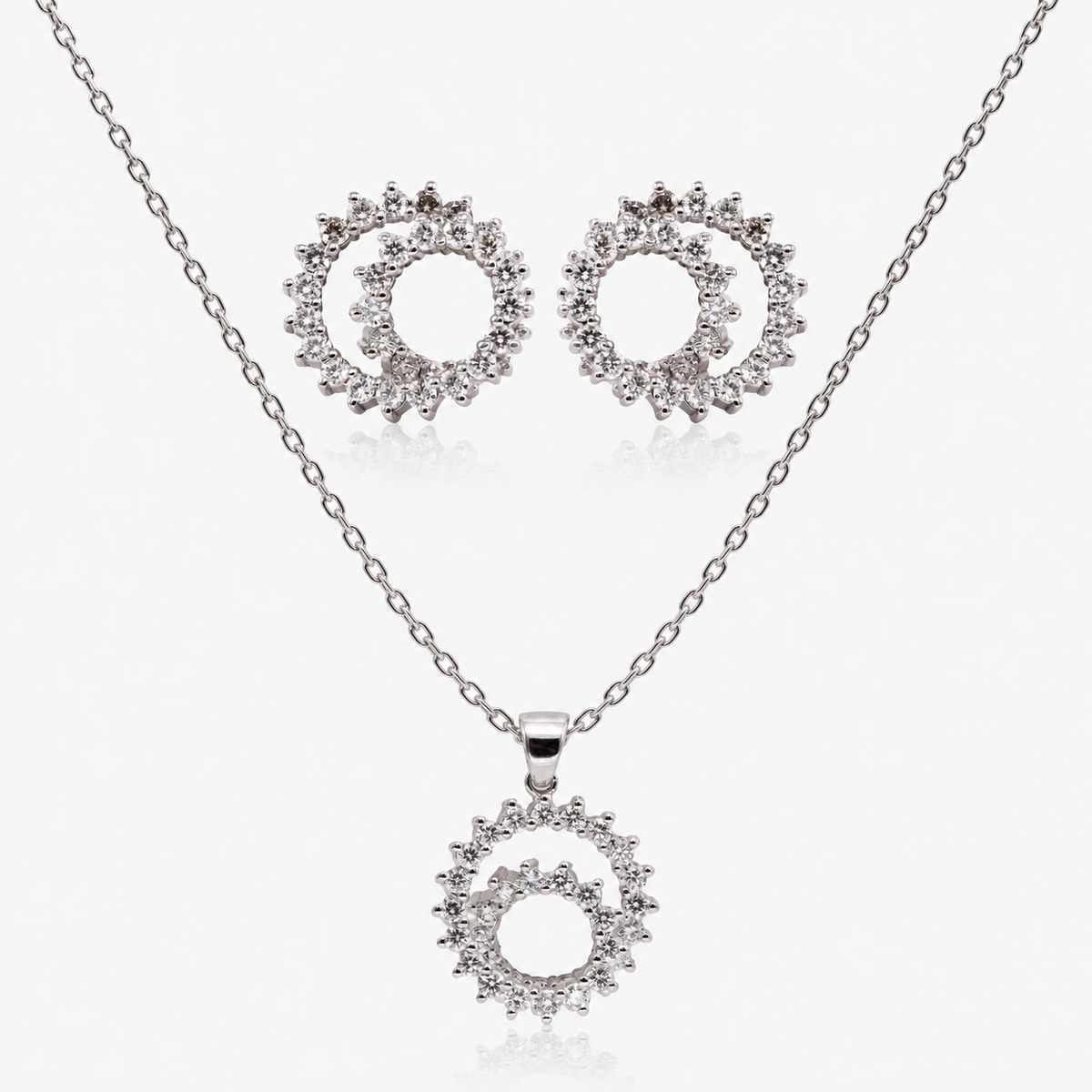 Set cercei și colier din aur 18K cu diamante – Cerc cu Raze