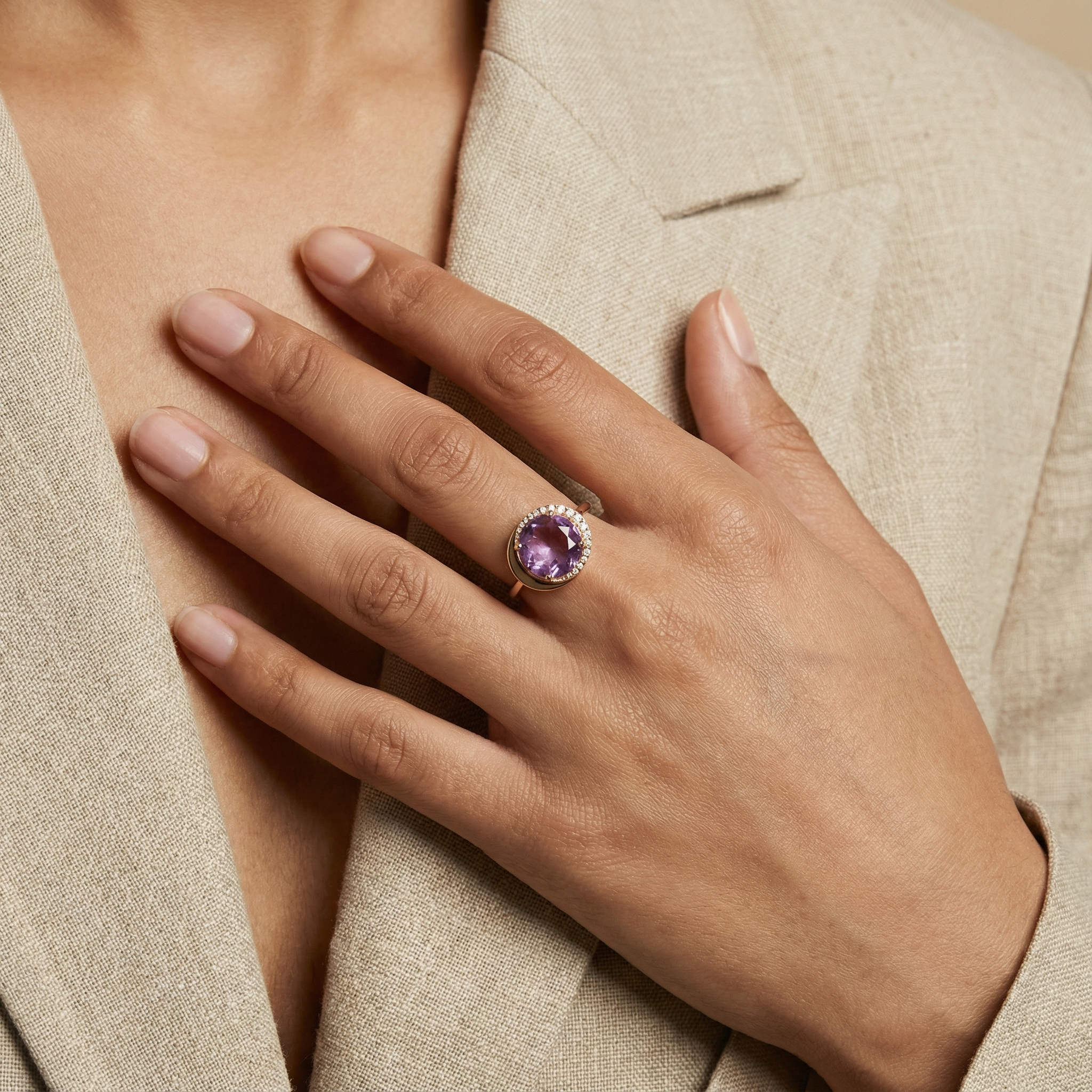 Inel aur 18k cu ametist central 2.09ct