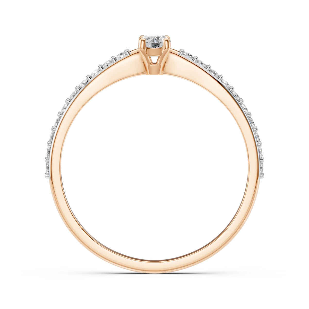Inel de Logodnă din Aur cu Diamant Central și Diamante Laterale Rotunde 0.26 CT