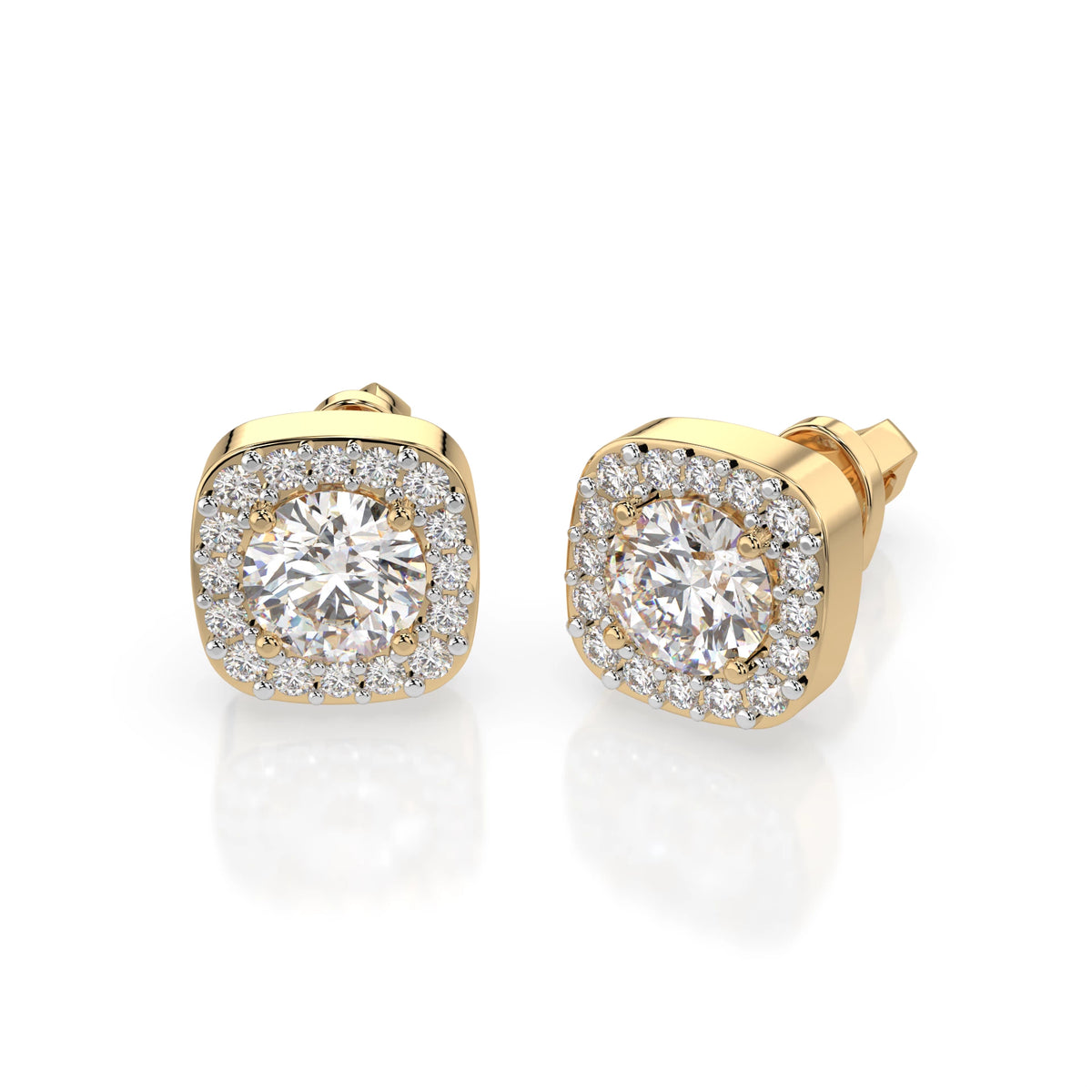 Cercei din Aur cu Diamante, Forma Rotund Briliant, 1,25 CT