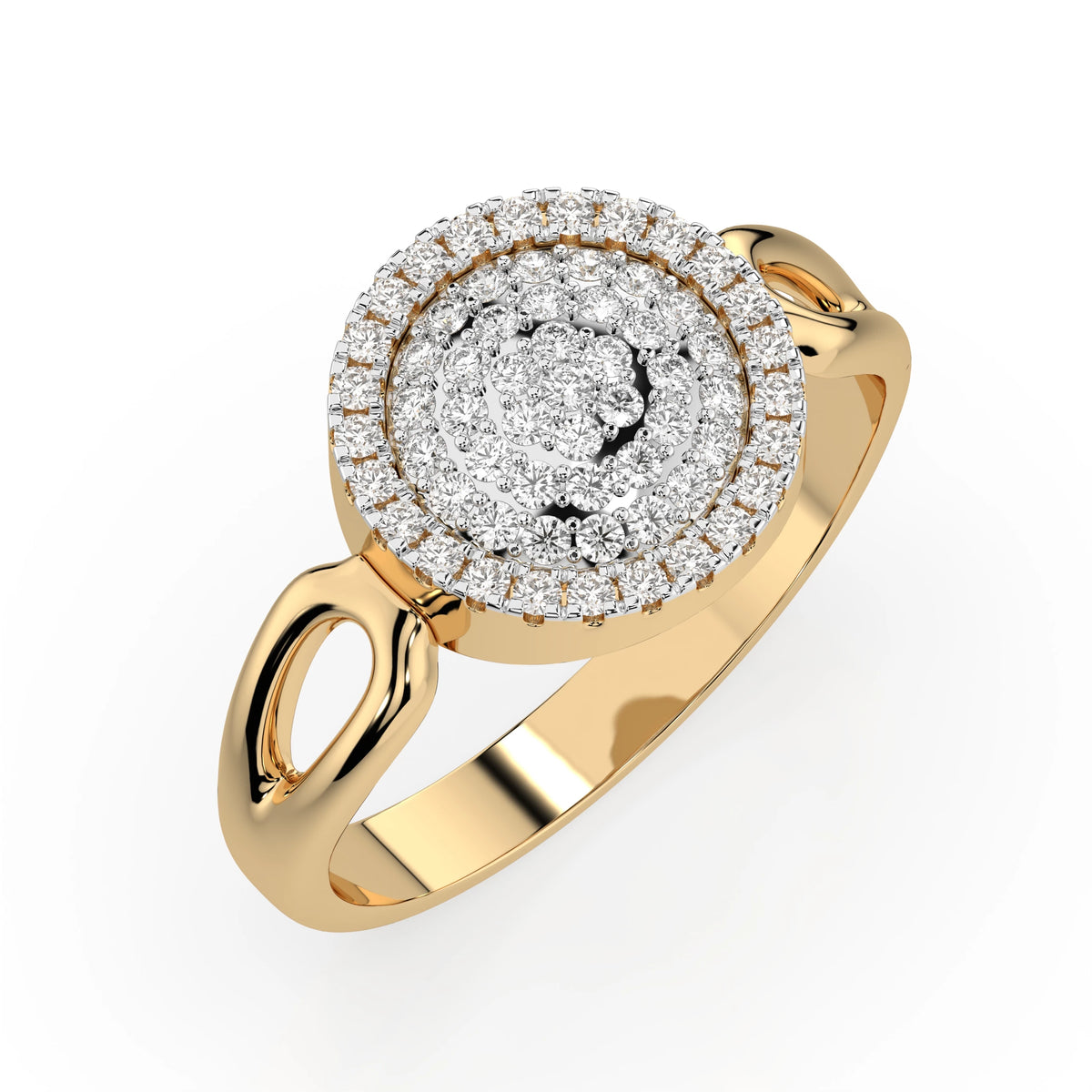 Inel din Aur cu Diamante, Forma Rotund Briliant, 0,52 CT
