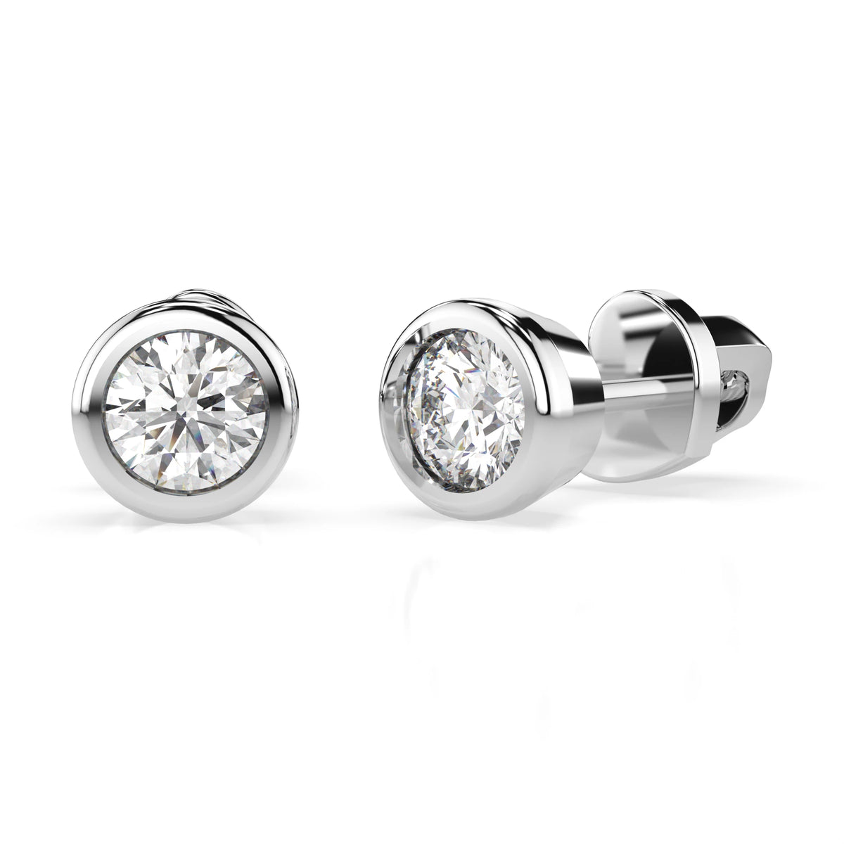 Cercei din Aur cu Diamante, Forma Rotund Briliant, 0,60 CT