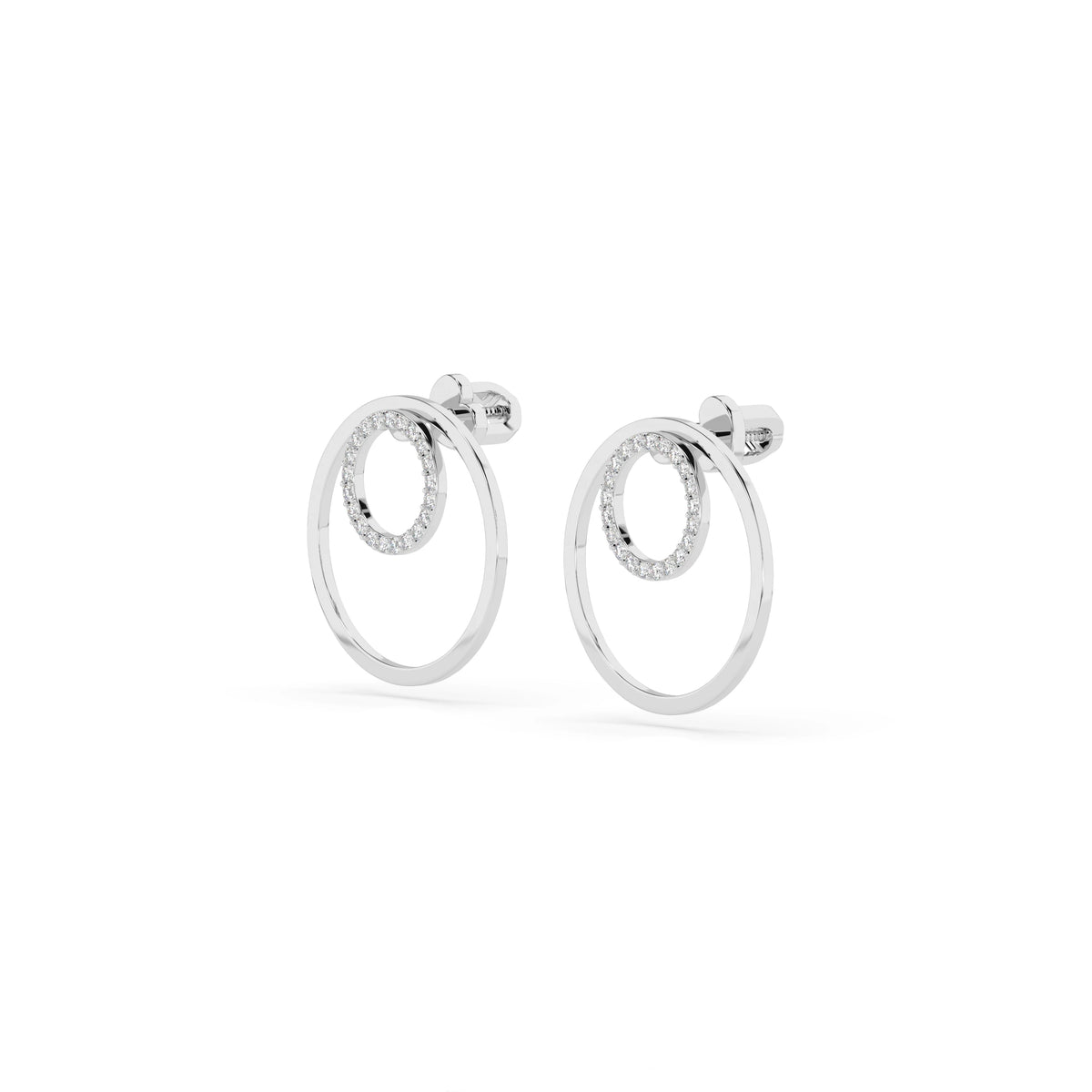 Cercei din Aur cu Diamante, Forma Rotund Briliant, 0,25 CT