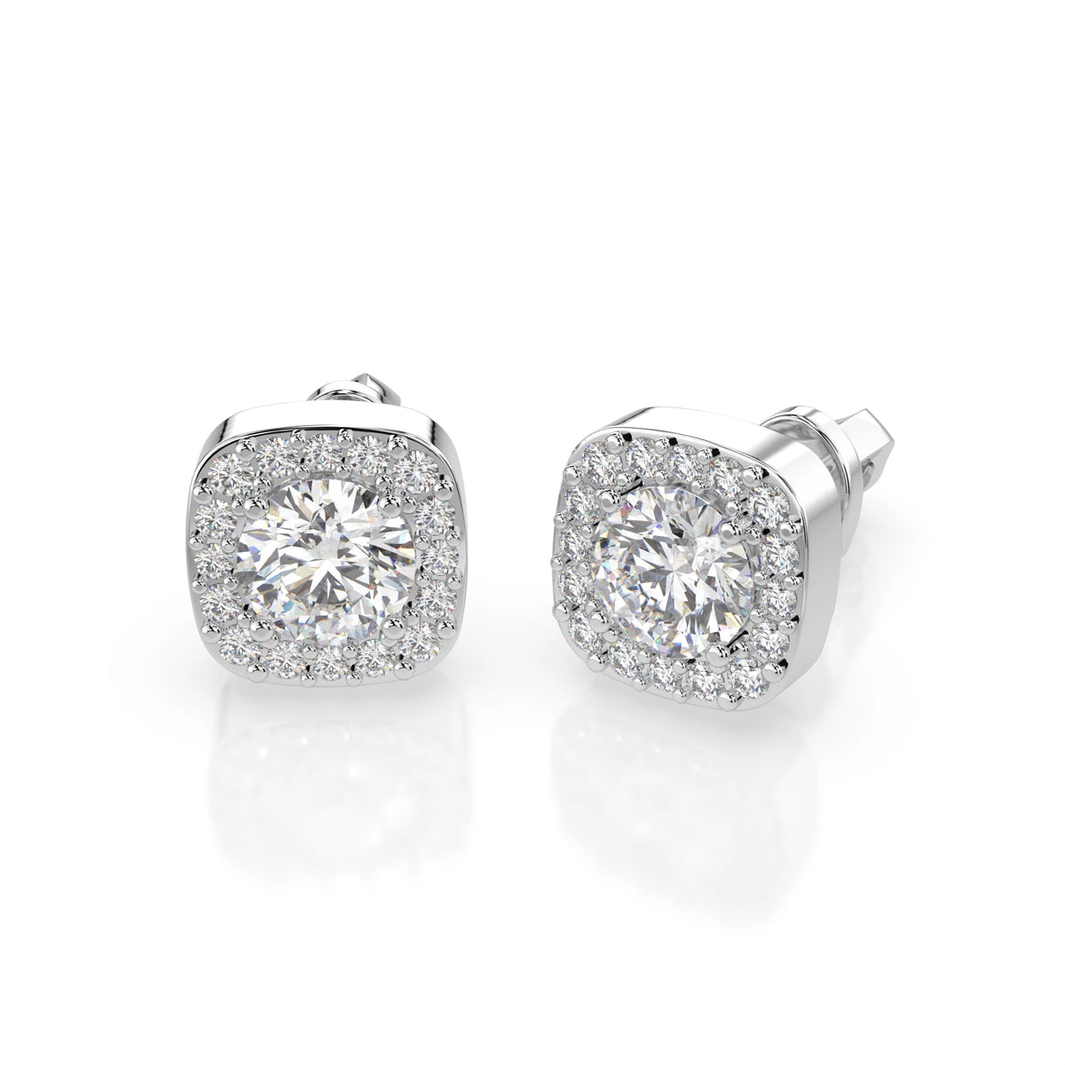 Cercei din Aur cu Diamante, Forma Rotund Briliant, 1,25 CT