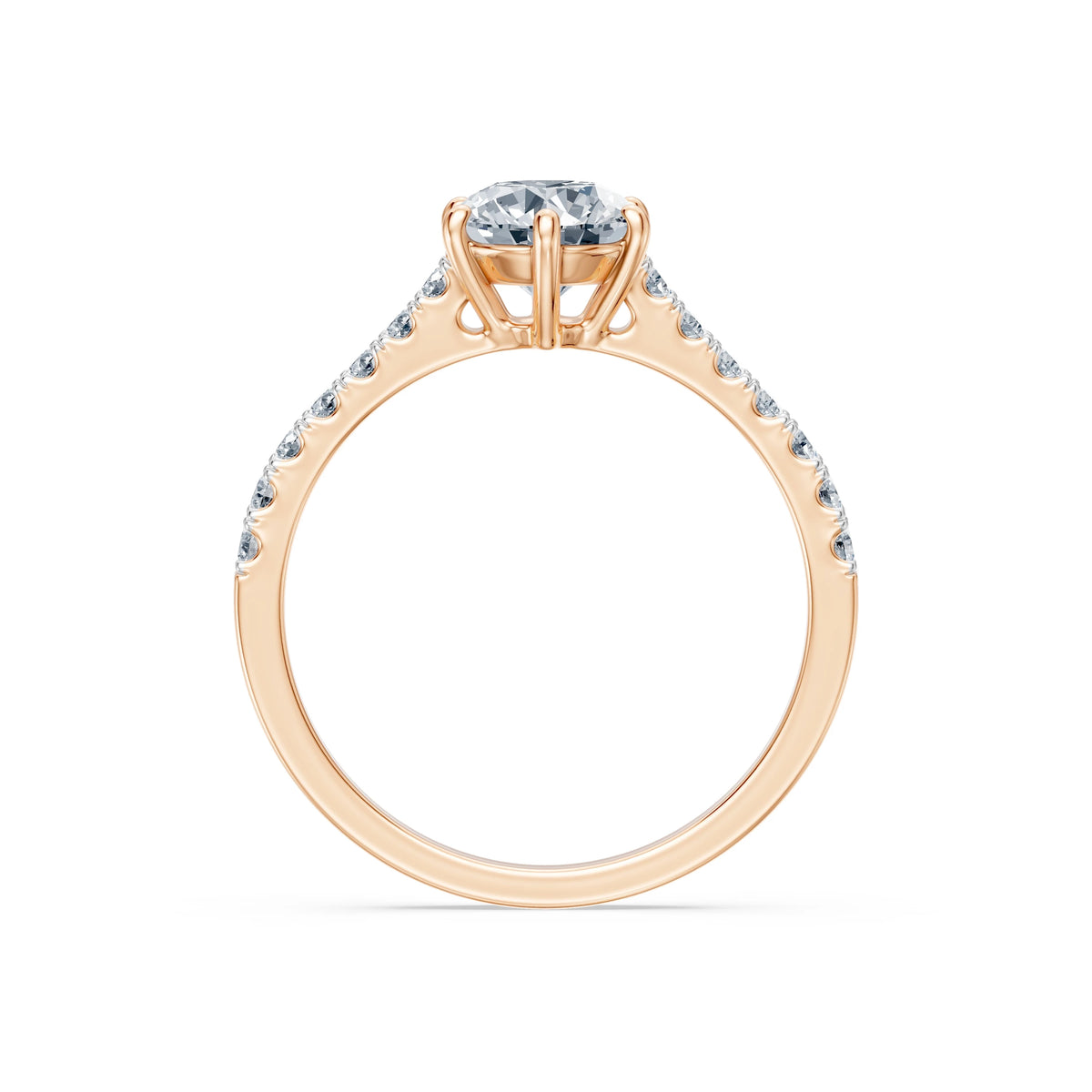 Inel de Logodnă din Aur cu Diamant Central Rotund Briliant și Diamante Laterale 1,25 CT