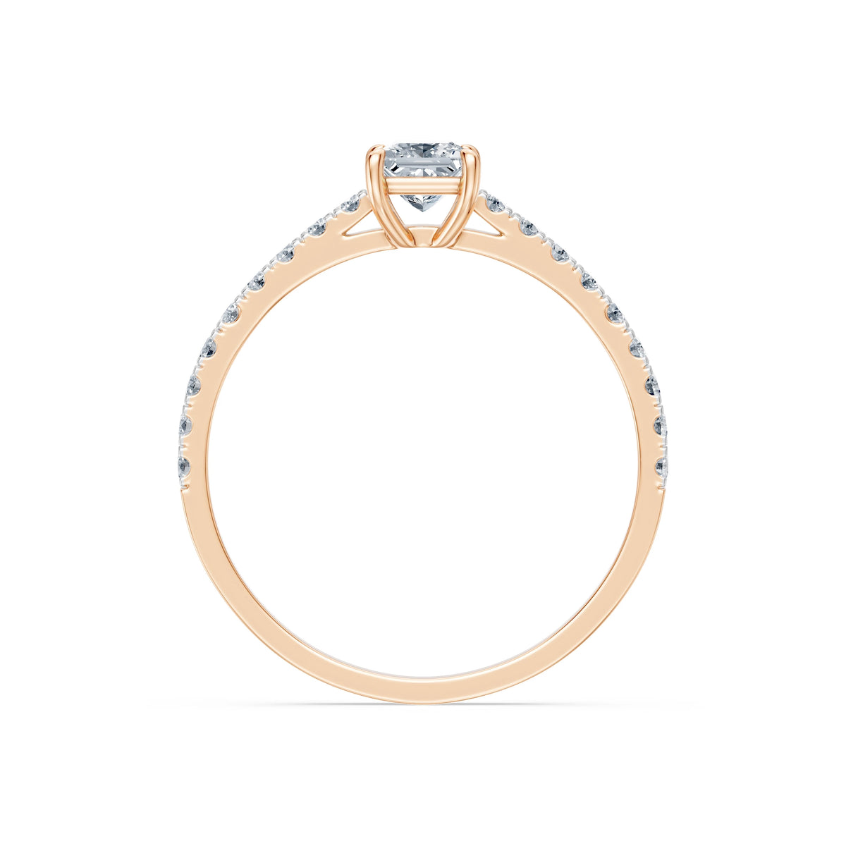 Inel de Logodnă din Aur cu Diamant Central Princess și Diamante Laterale 0,53 CT
