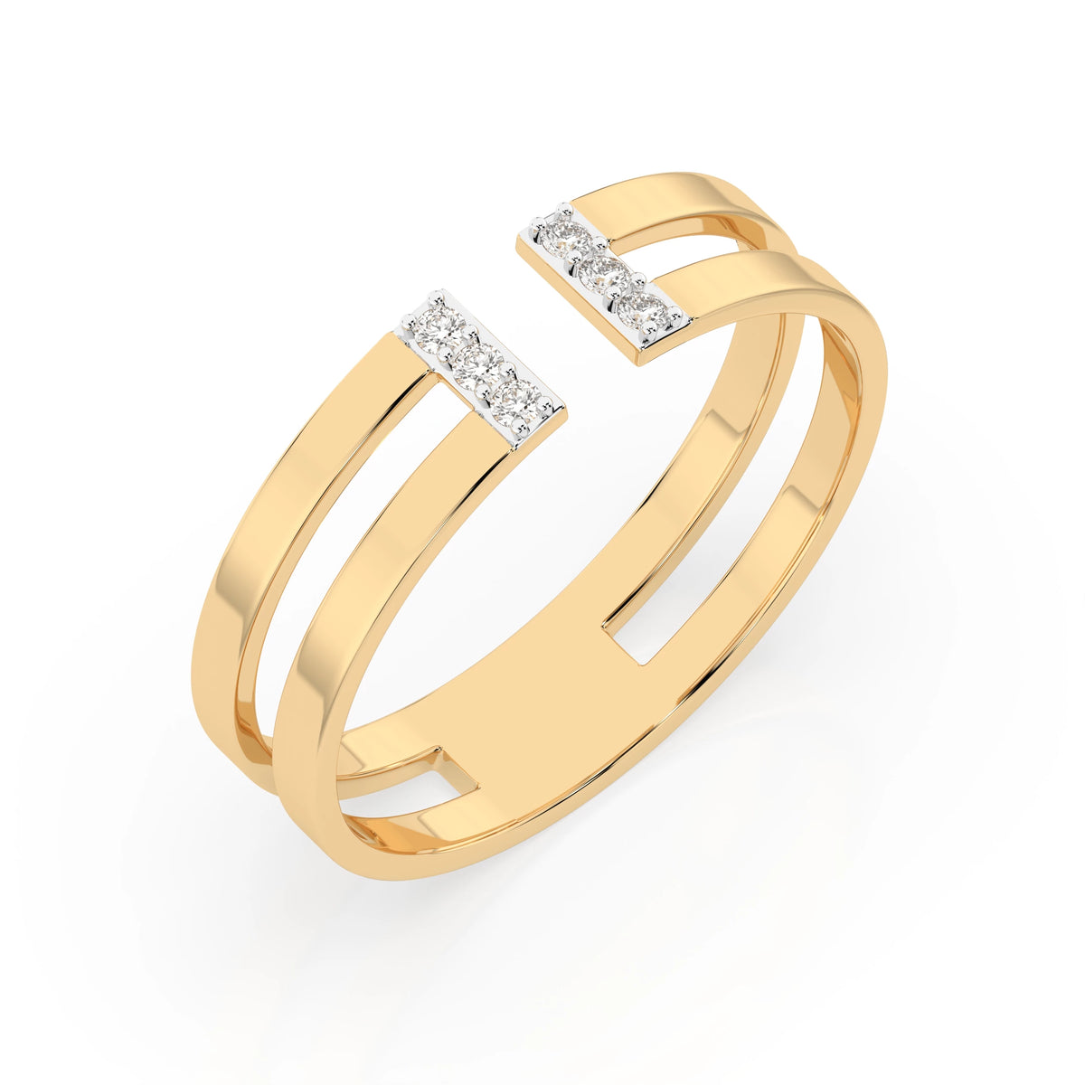 Inel din Aur cu Diamante, Forma Rotund Briliant, 0,06 CT