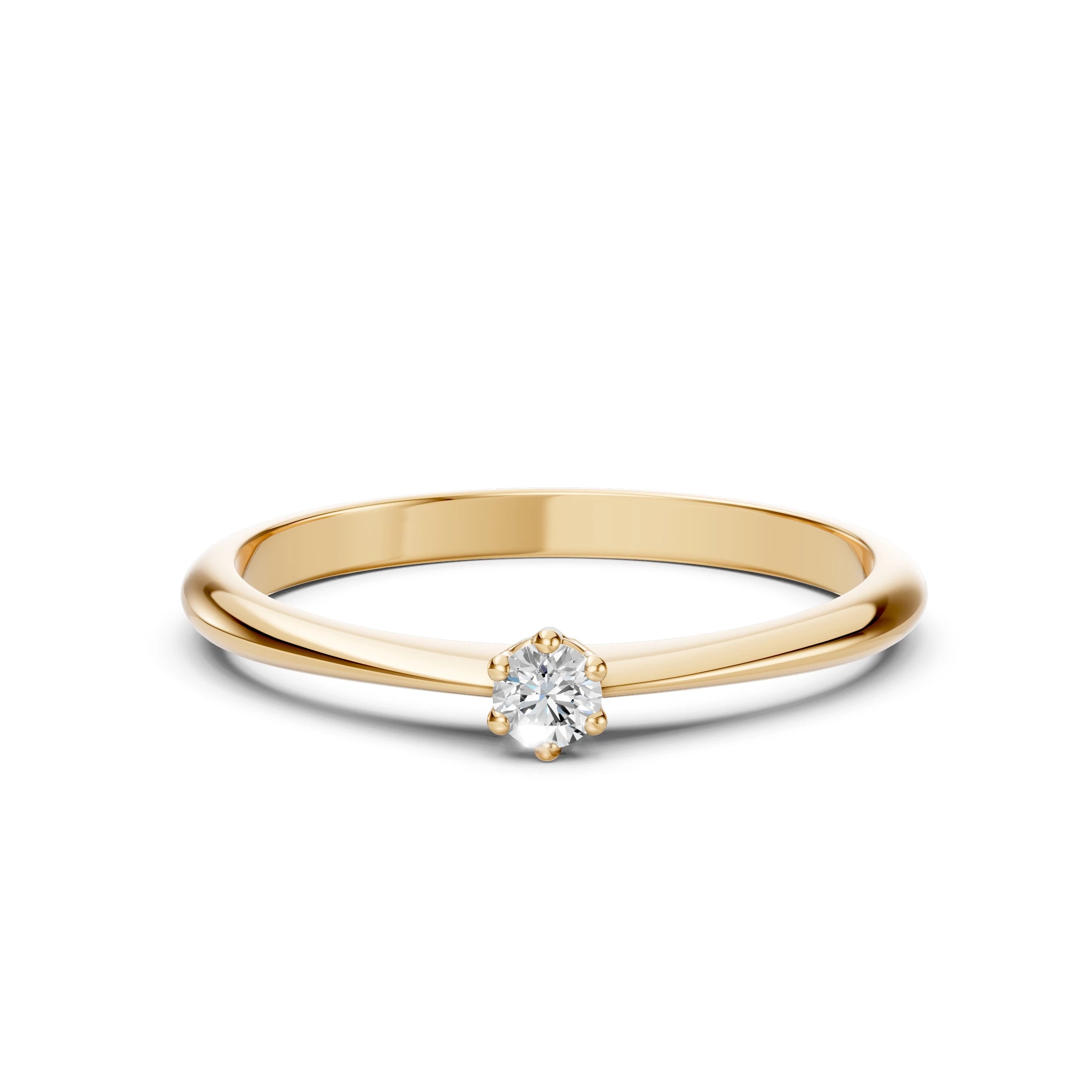 Inel de Logodnă Solitaire din Aur, Diamant Rotund Briliant 0.10 CT
