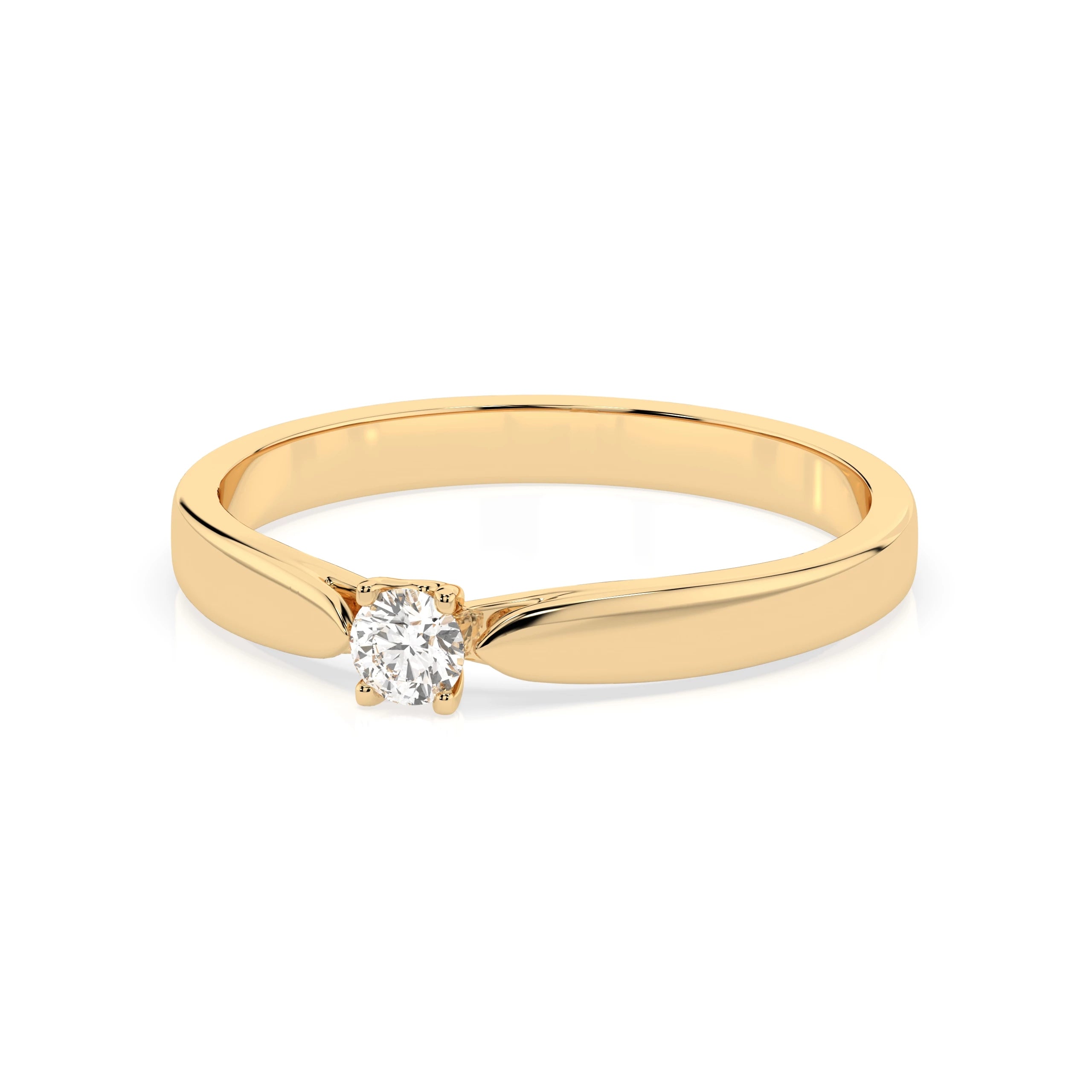 Inel de Logodnă Solitaire din Aur, Diamant Rotund Briliant 0.08 CT