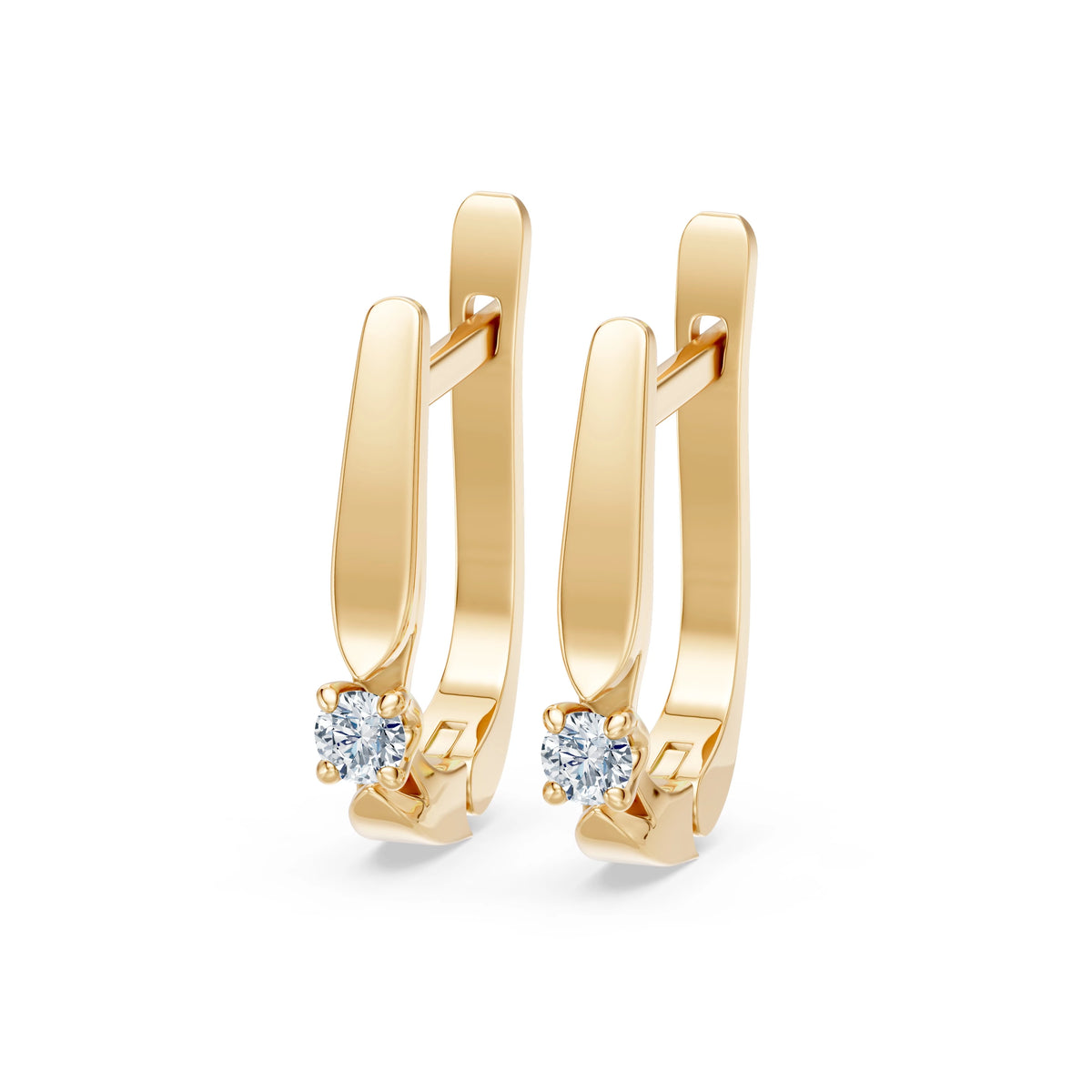 Cercei din Aur cu Diamante, Forma Rotund Briliant, 0,15 CT