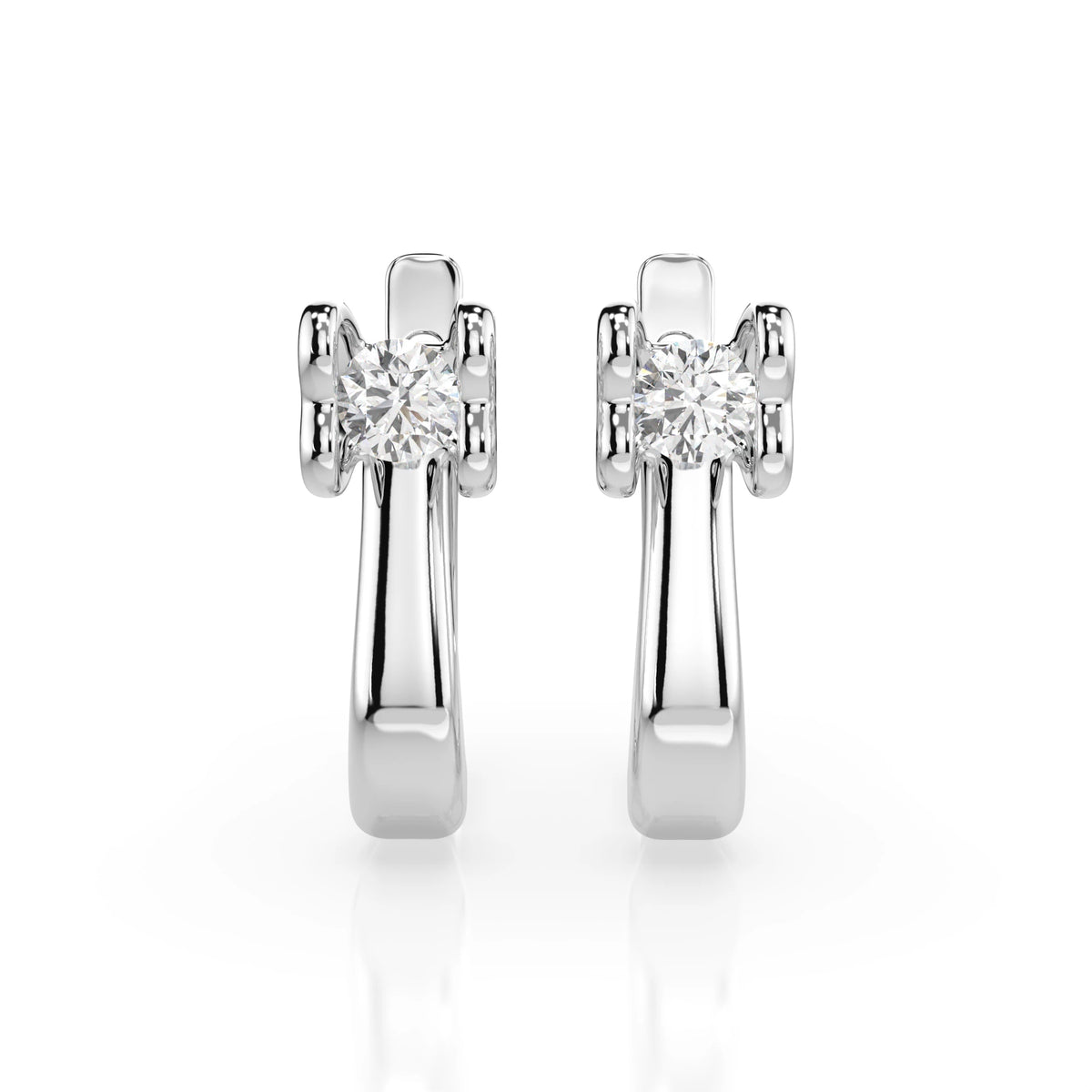 Cercei din Aur cu Diamante, Forma Rotund Briliant, 0,20 CT