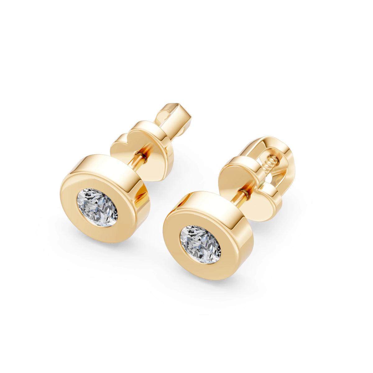 Cercei din Aur cu Diamante, Forma Rotund Briliant, 0,40 CT