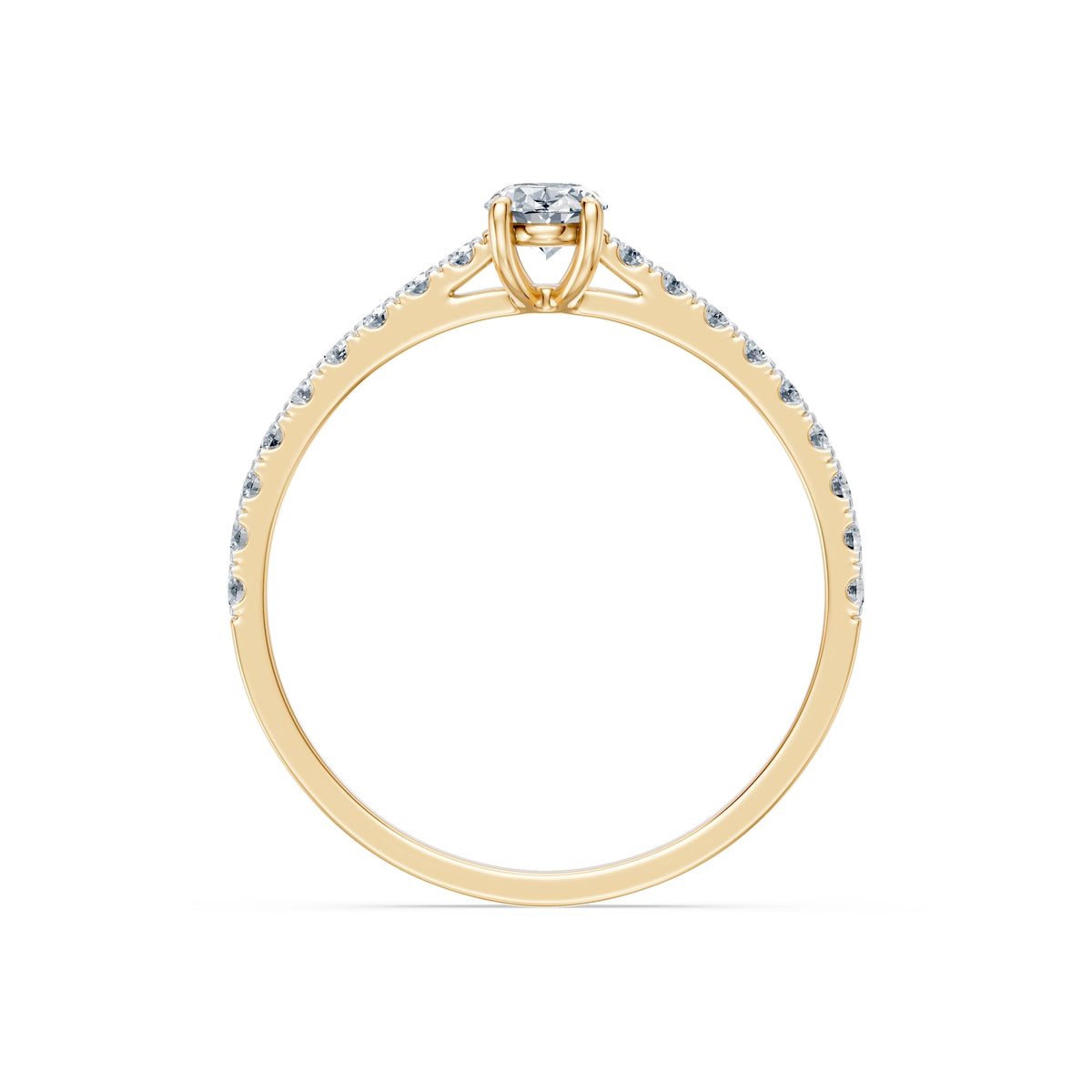 Inel de Logodnă din Aur cu Diamant Central Oval și Diamante Laterale 0,53 CT
