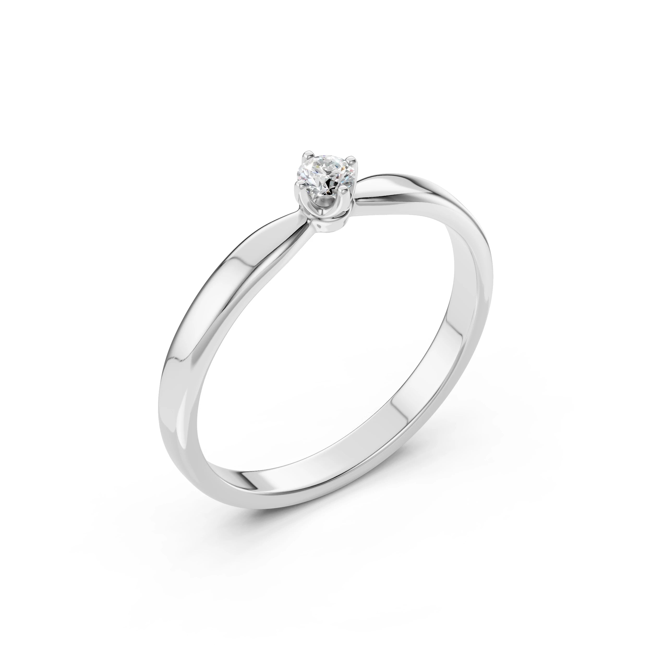 Inel de Logodnă Solitaire din Aur, Diamant Rotund Briliant 0.10 CT