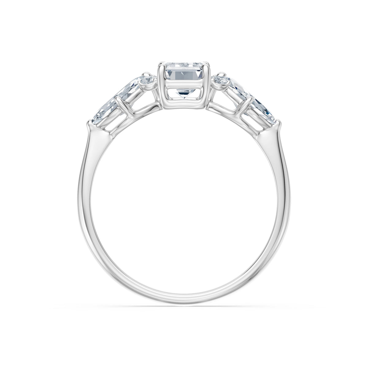 Inel de Logodnă din Aur cu Diamant Central Emerald și Diamante Laterale 1,67 CT