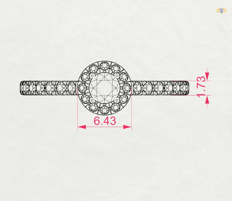 Inel de Logodnă din Aur cu Diamant Central și Diamante Laterale Rotunde 0.45 CT