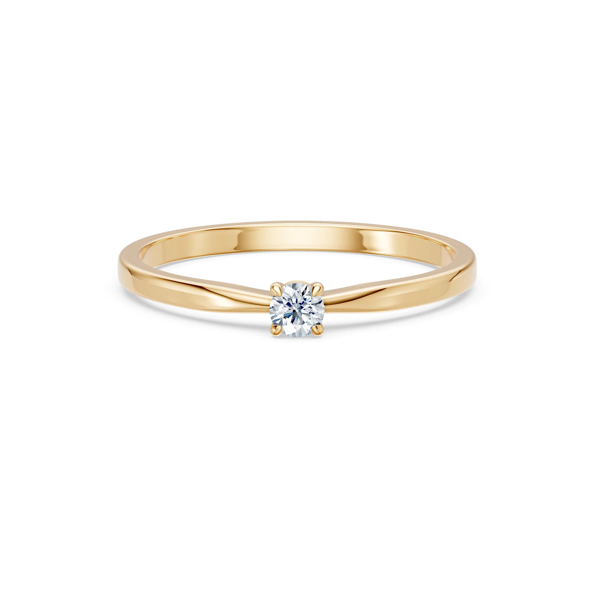 Inel de Logodnă Solitaire din Aur, Diamant Rotund Briliant 0,10 CT