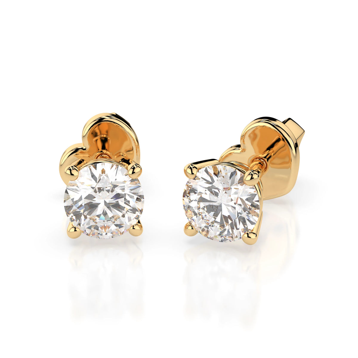 Cercei din Aur cu Diamante, Forma Rotund Briliant, 0,70 CT