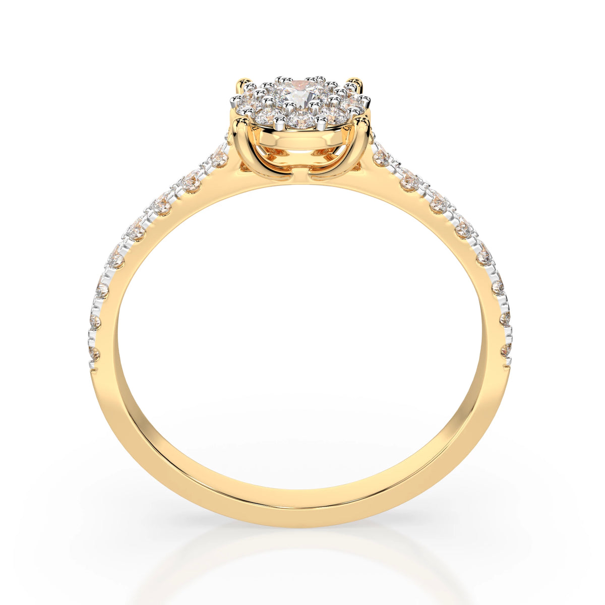 Inel de Logodnă din Aur cu Diamant Central Rotund Briliant și Diamante Laterale 0,54 CT
