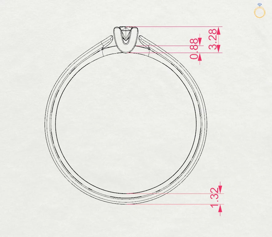 Inel de Logodnă Solitaire din Aur, Diamant Rotund Briliant 0.08 CT