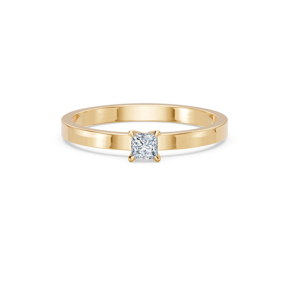 Inel de Logodnă Solitaire din Aur, Diamant Princess 0,17 CT
