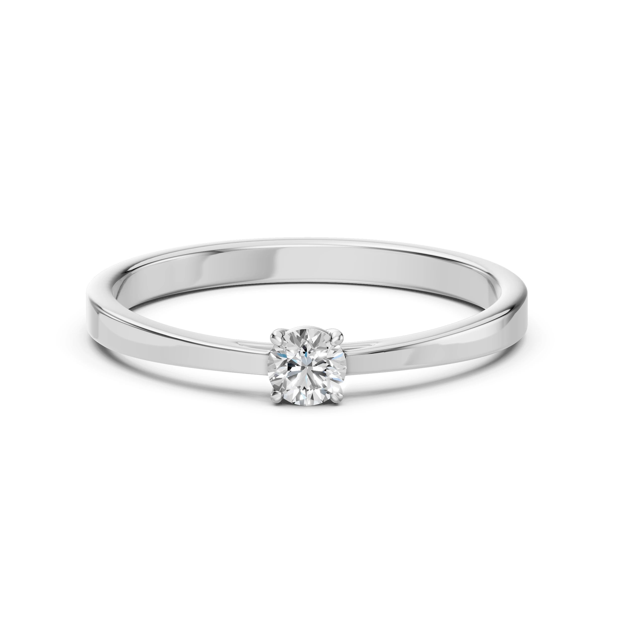 Inel de Logodnă Solitaire din Aur, Diamant Rotund Briliant 0.20 CT