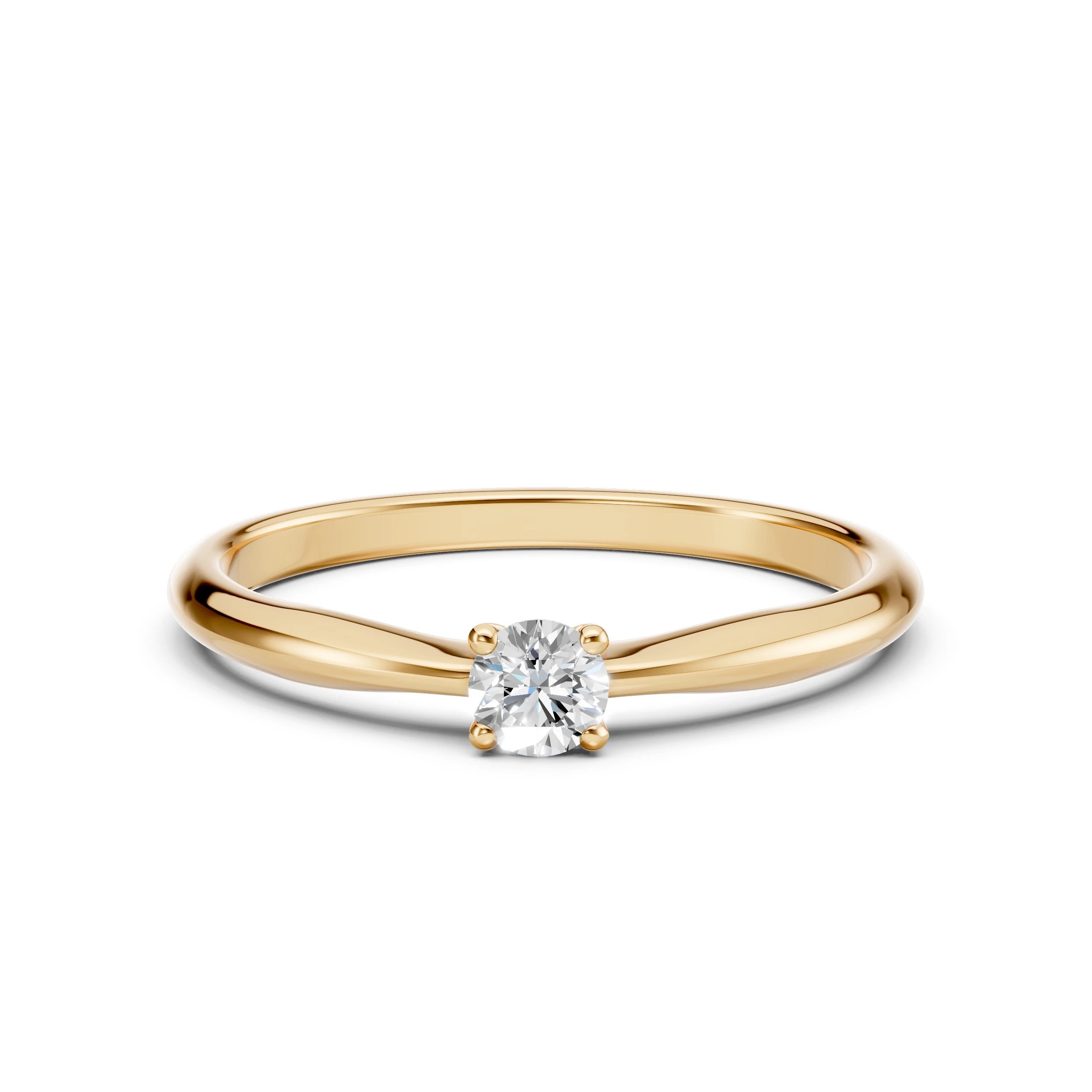 Inel de Logodnă Solitaire din Aur, Diamant Rotund Briliant 0.20 CT