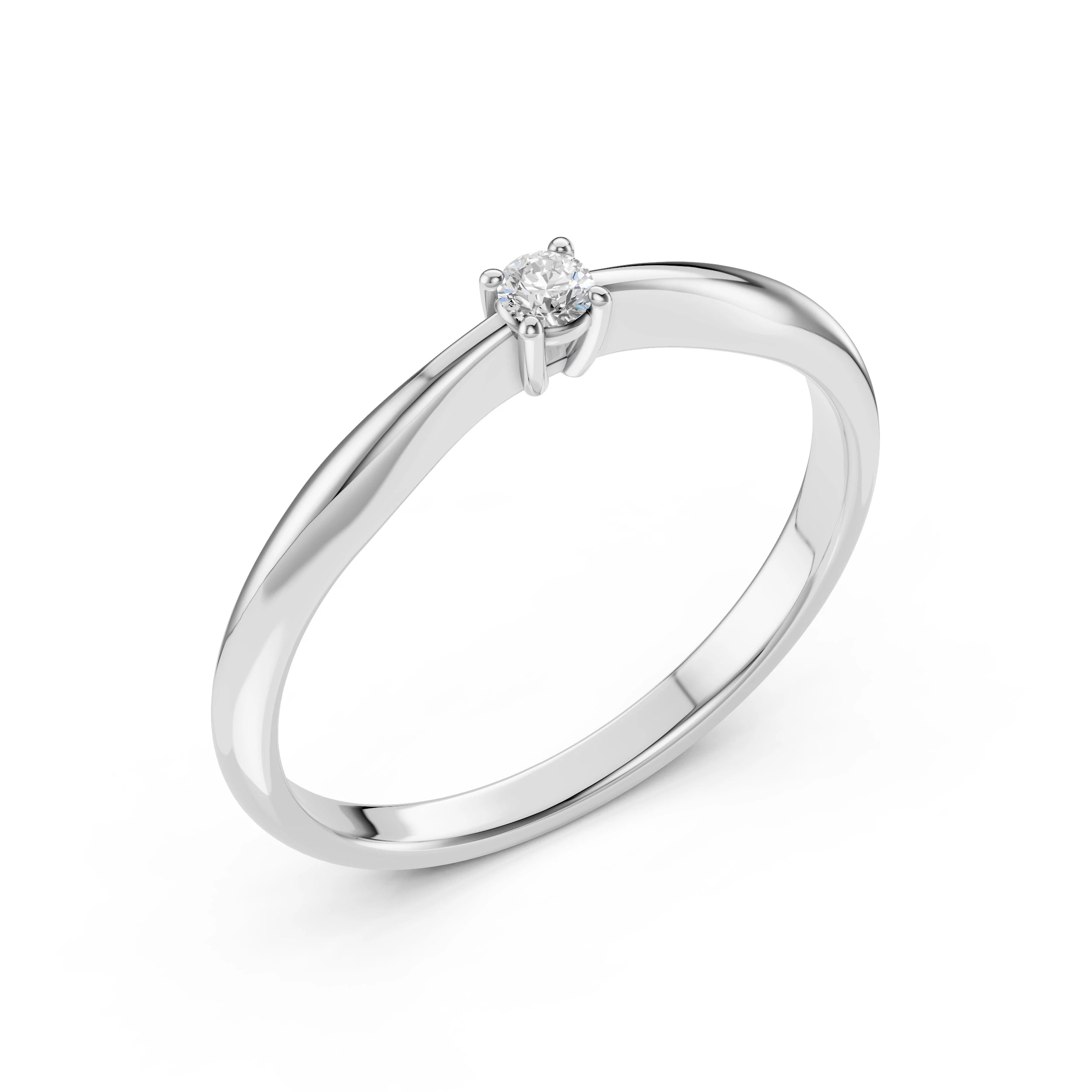 Inel de Logodnă Solitaire din Aur, Diamant Rotund Briliant 0.10 CT