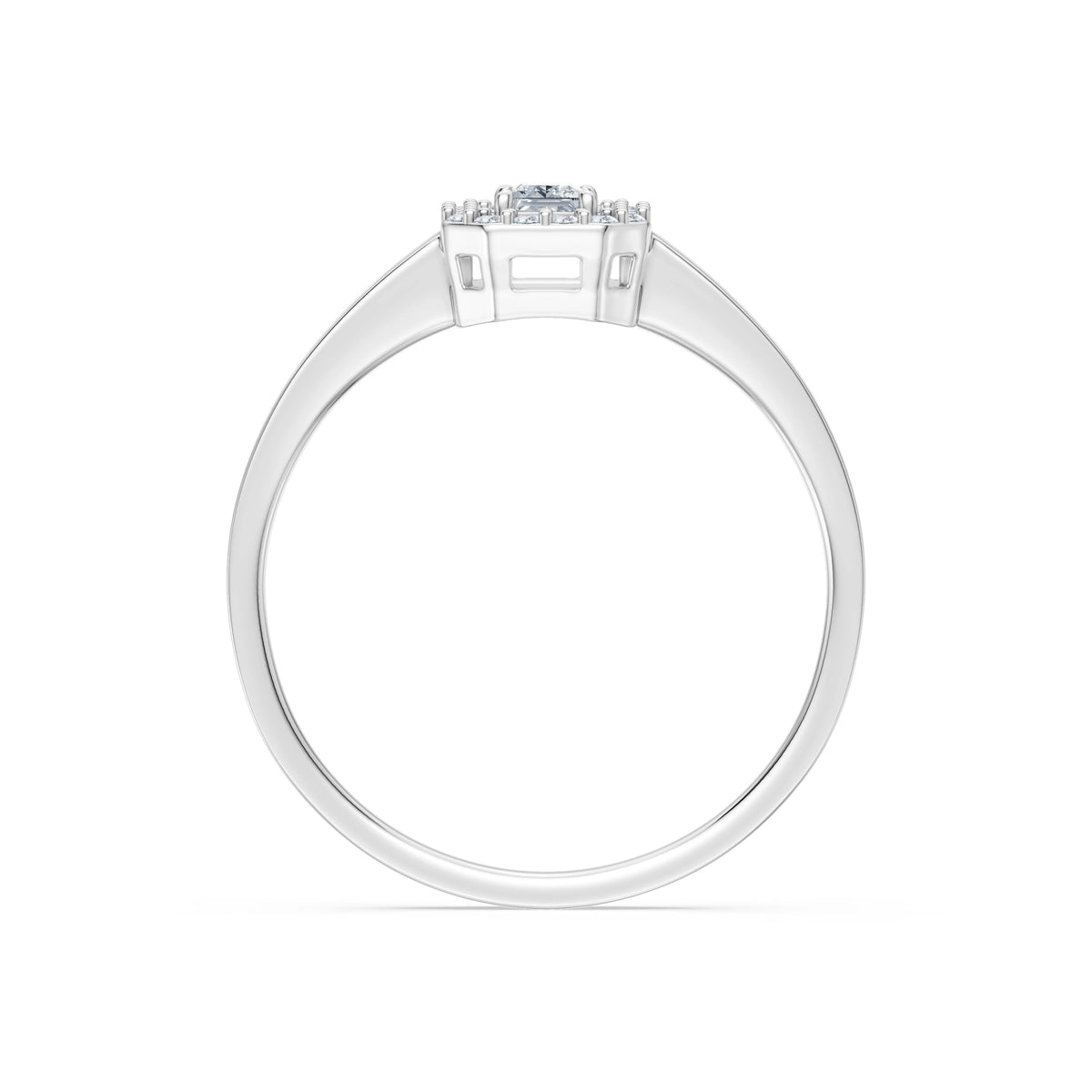 Inel de Logodnă din Aur cu Diamant Central Princess și Diamante Laterale 0,25 CT