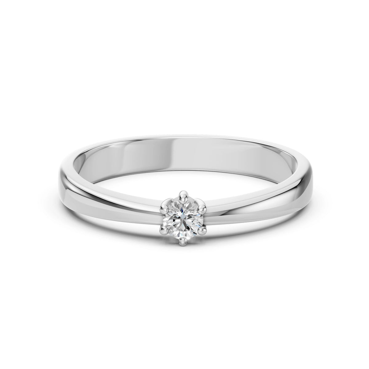 Inel de Logodnă Solitaire din Aur, Diamant Rotund Briliant 0,10 CT