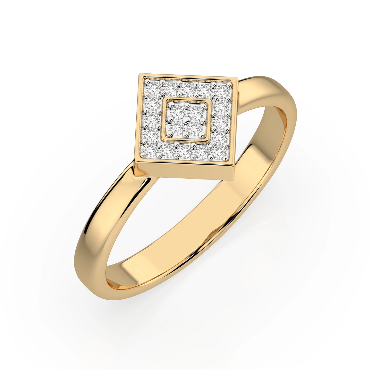 Inel din Aur cu Diamante, Forma Rotund Briliant, 0,12 CT