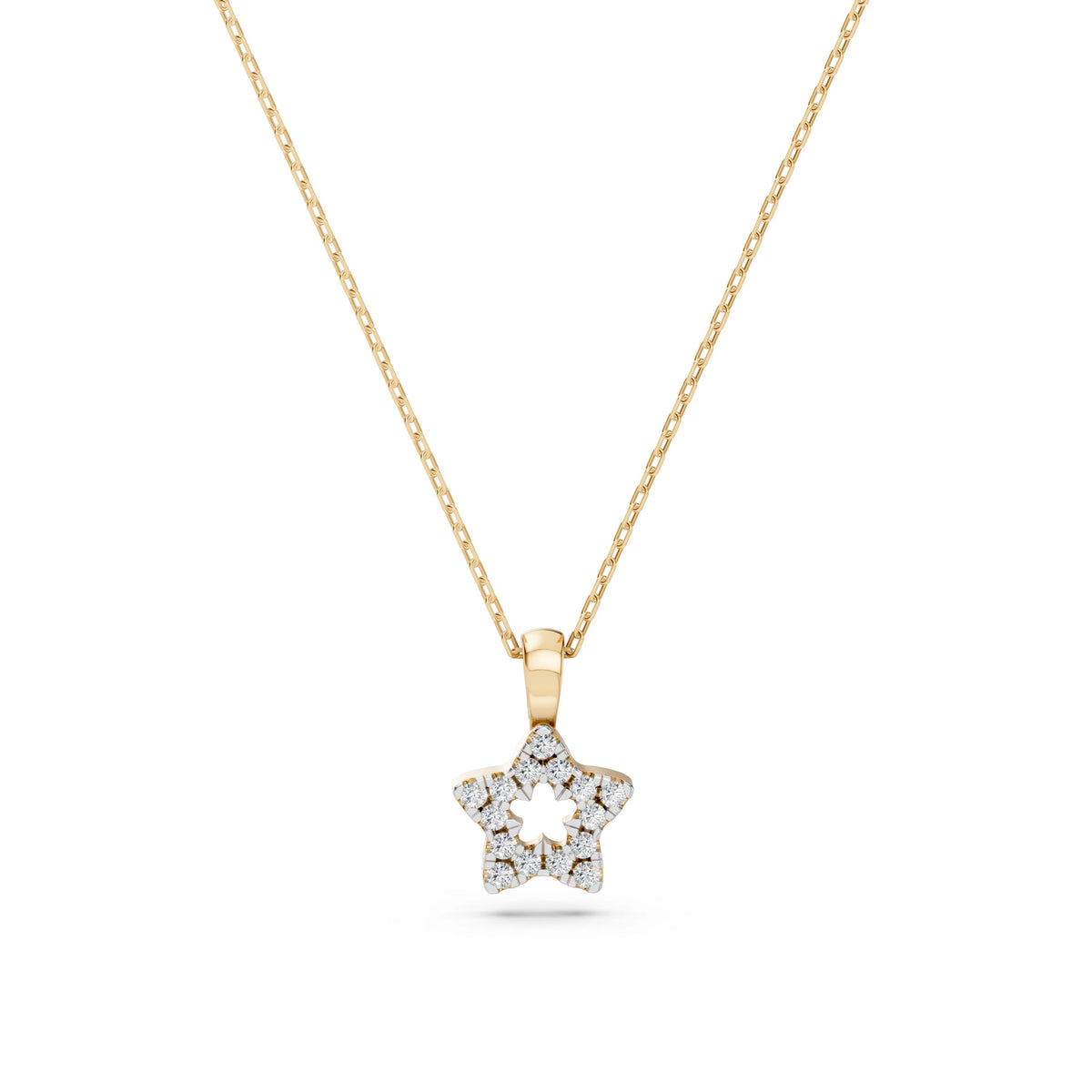 Colier din Aur cu Diamante, Forma Rotund Briliant, 0,08 CT