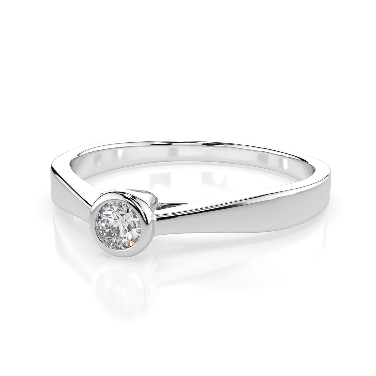 Inel de Logodnă Solitaire din Aur, Diamant Rotund Briliant 0,15 CT