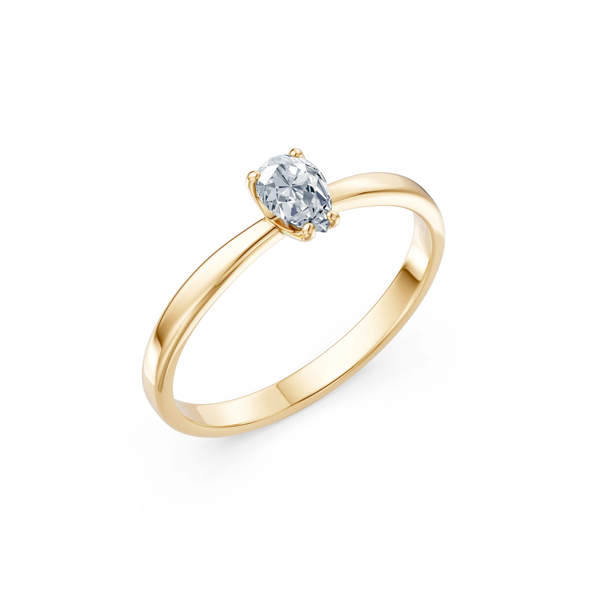Inel de Logodnă Solitaire din Aur, Diamant Pear 0,30 CT