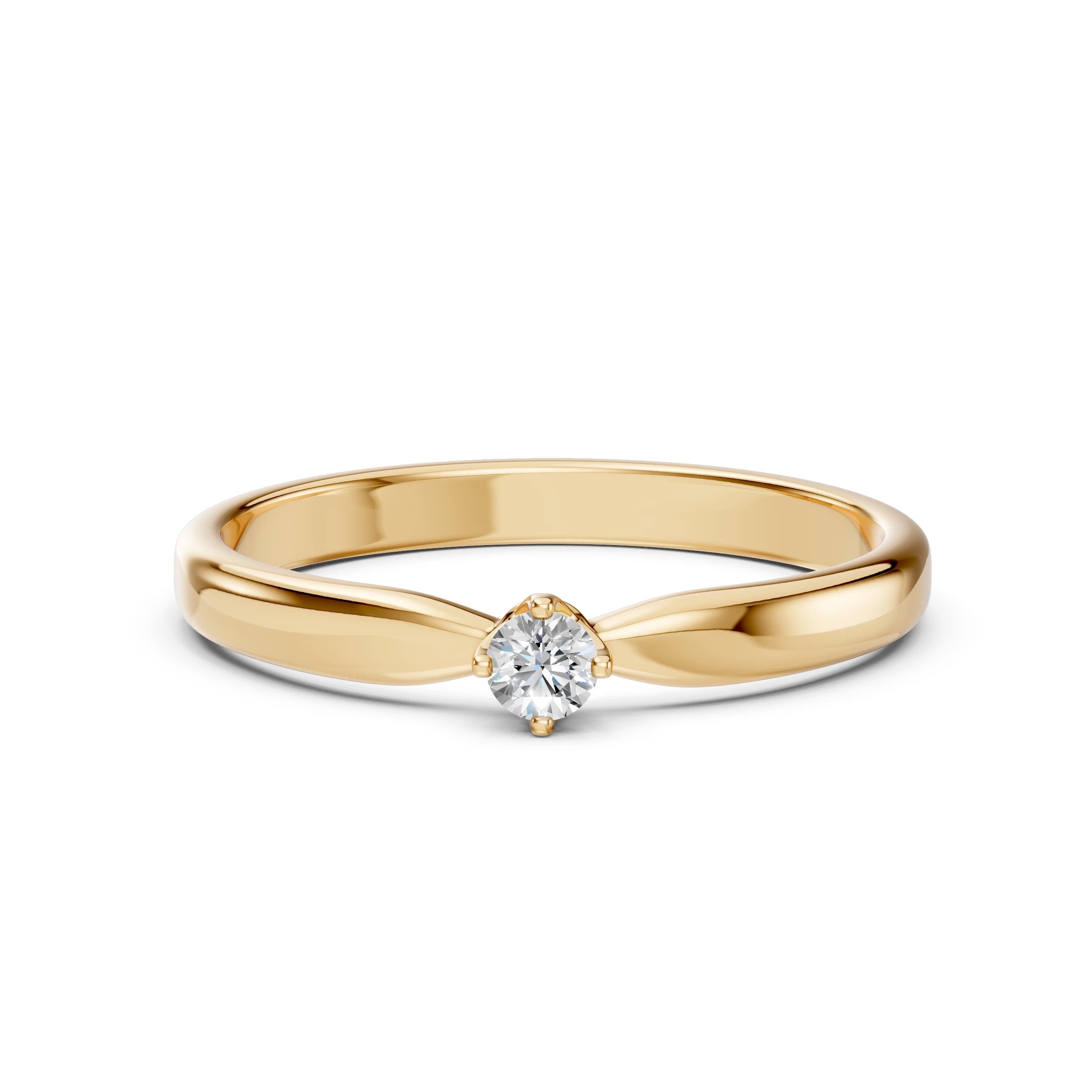 Inel de Logodnă Solitaire din Aur, Diamant Rotund Briliant 0.10 CT