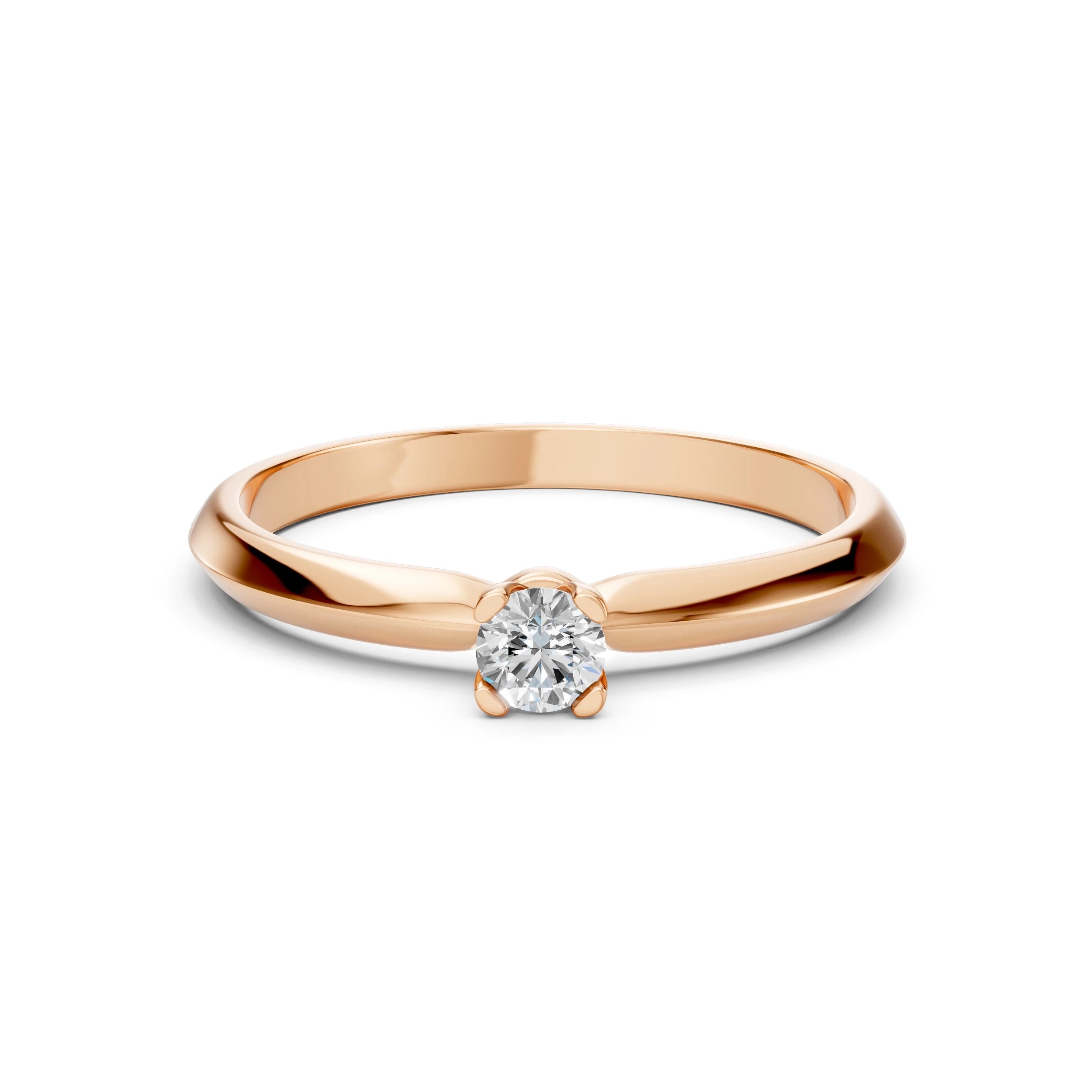 Inel de Logodnă Solitaire din Aur, Diamant Rotund Briliant 0.15 CT
