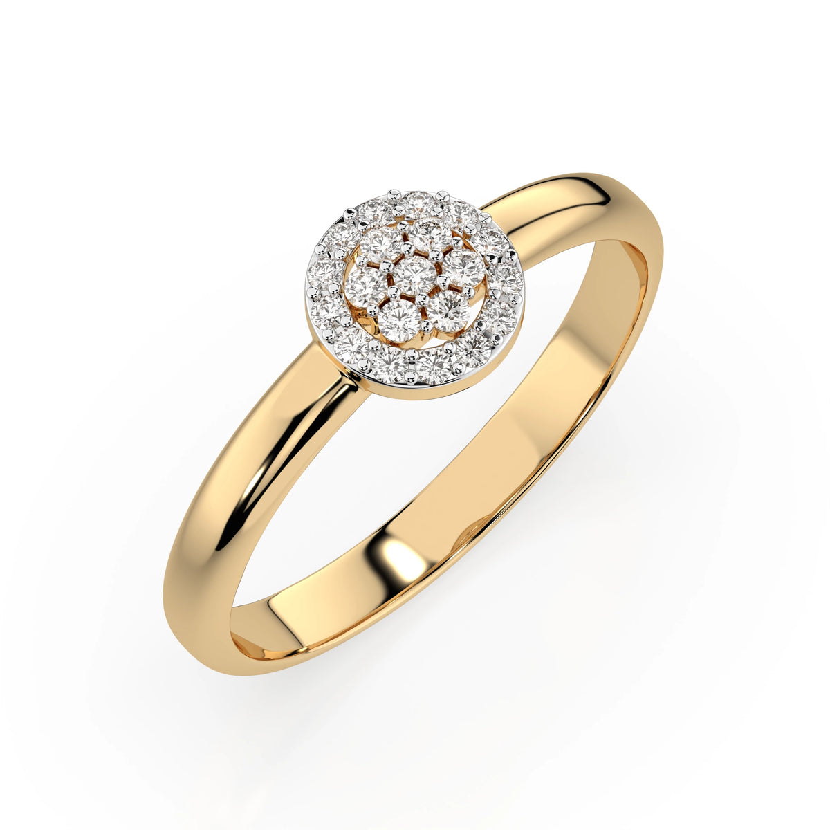 Inel din Aur cu Diamante, Forma Rotund Briliant, 0,15 CT