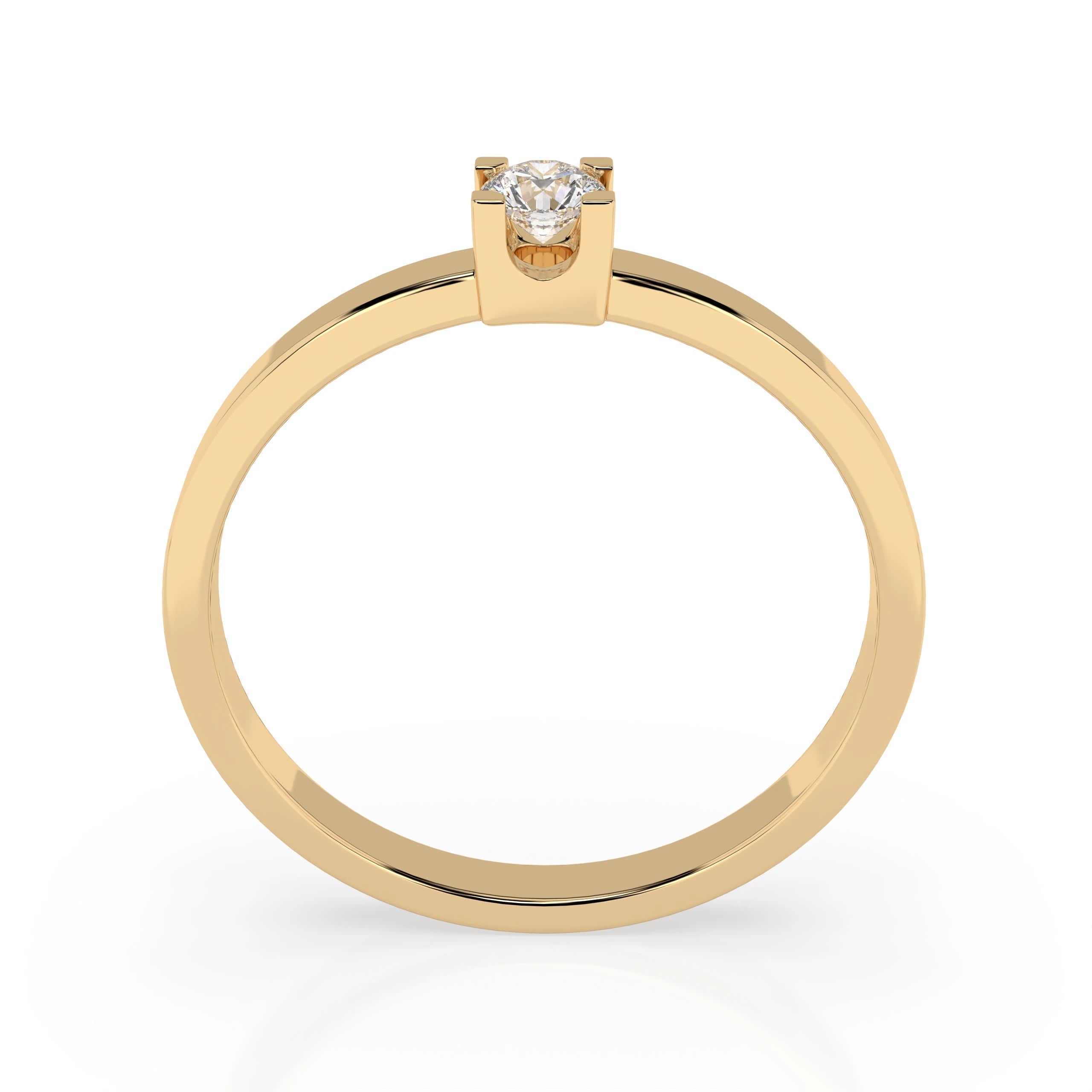 Inel de Logodnă Solitaire din Aur, Diamant Rotund Briliant 0.10 CT