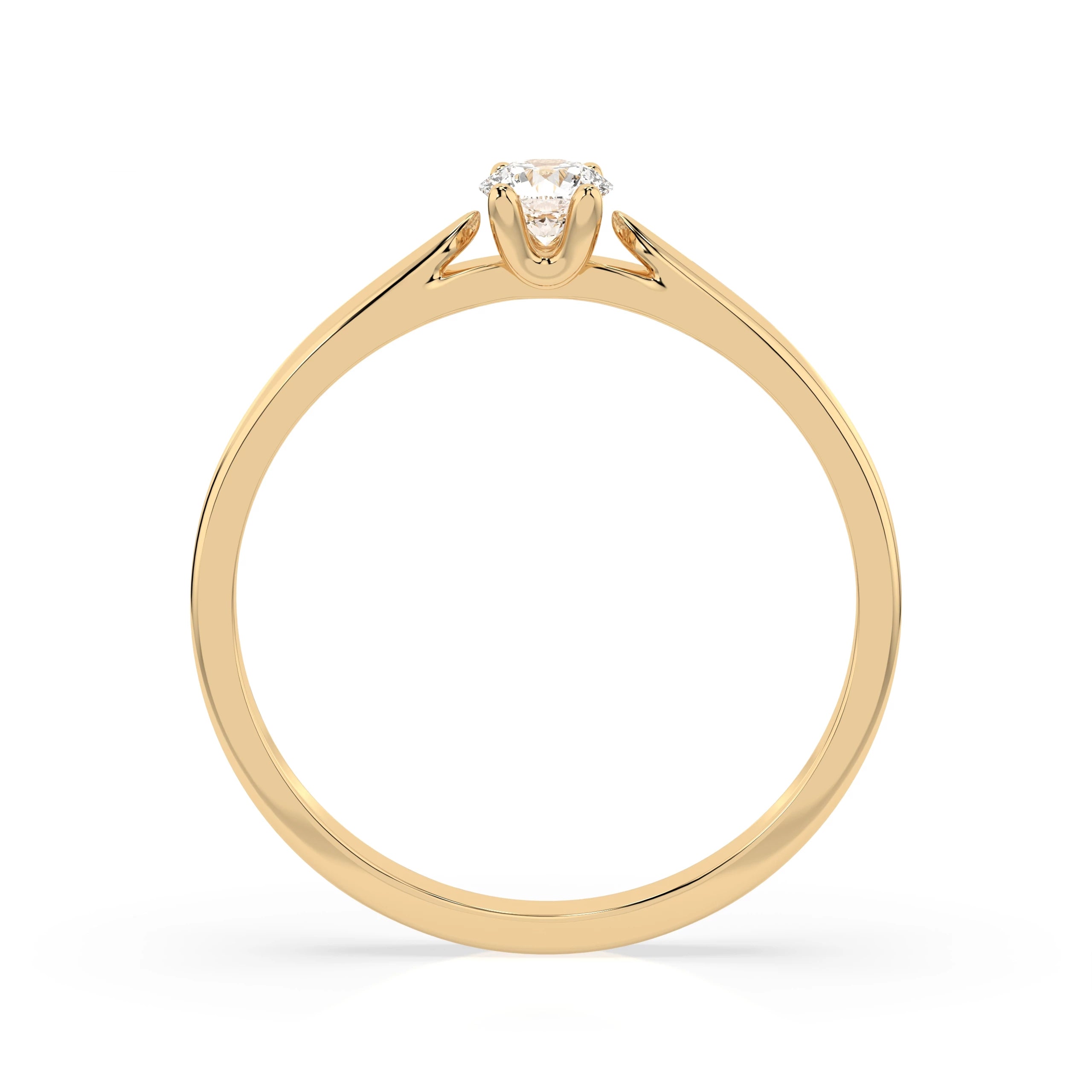 Inel de Logodnă Solitaire din Aur, Diamant Rotund Briliant 0.15 CT