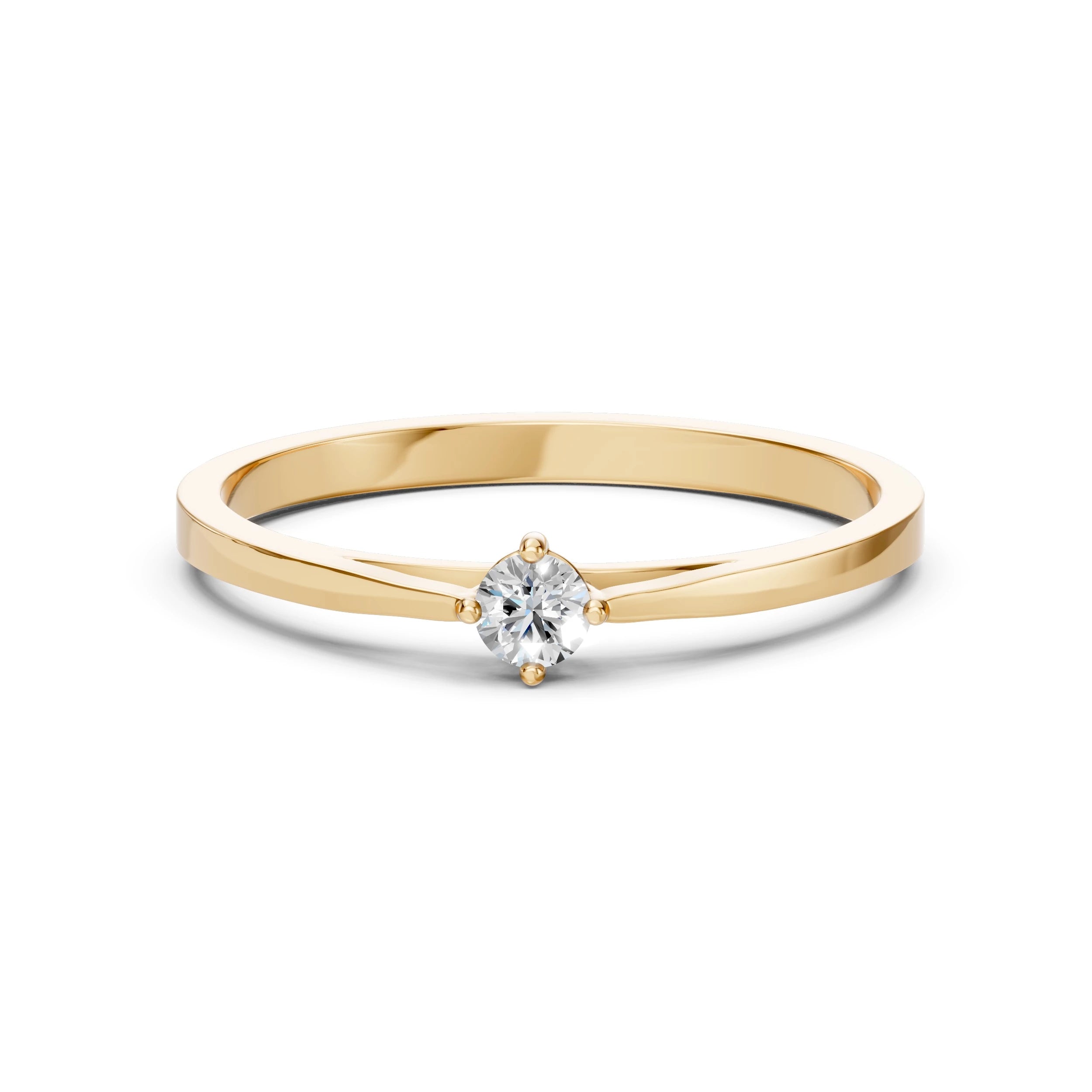 Inel de Logodnă Solitaire din Aur, Diamant Rotund Briliant 0.10 CT