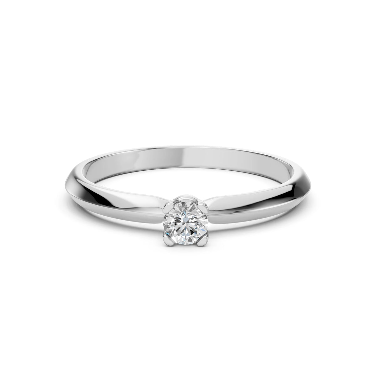 Inel de Logodnă Solitaire din Aur, Diamant Rotund Briliant 0,10 CT