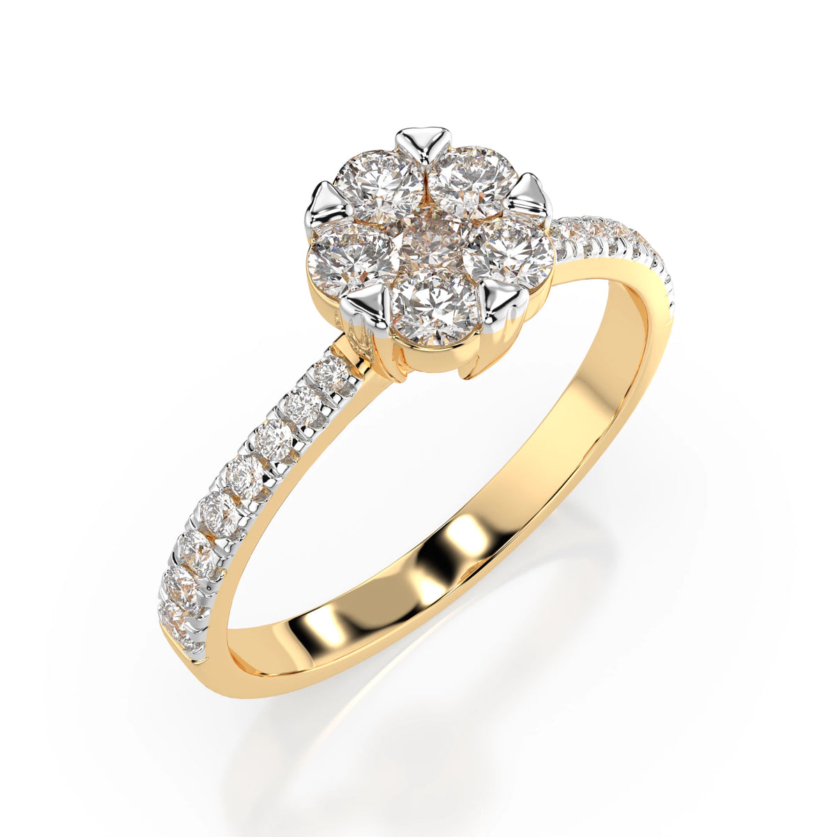 Inel din Aur cu Diamante, Forma Rotund Briliant, 0,58 CT