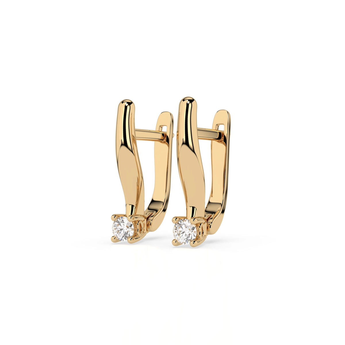 Cercei din Aur cu Diamante, Forma Rotund Briliant, 0,12 CT